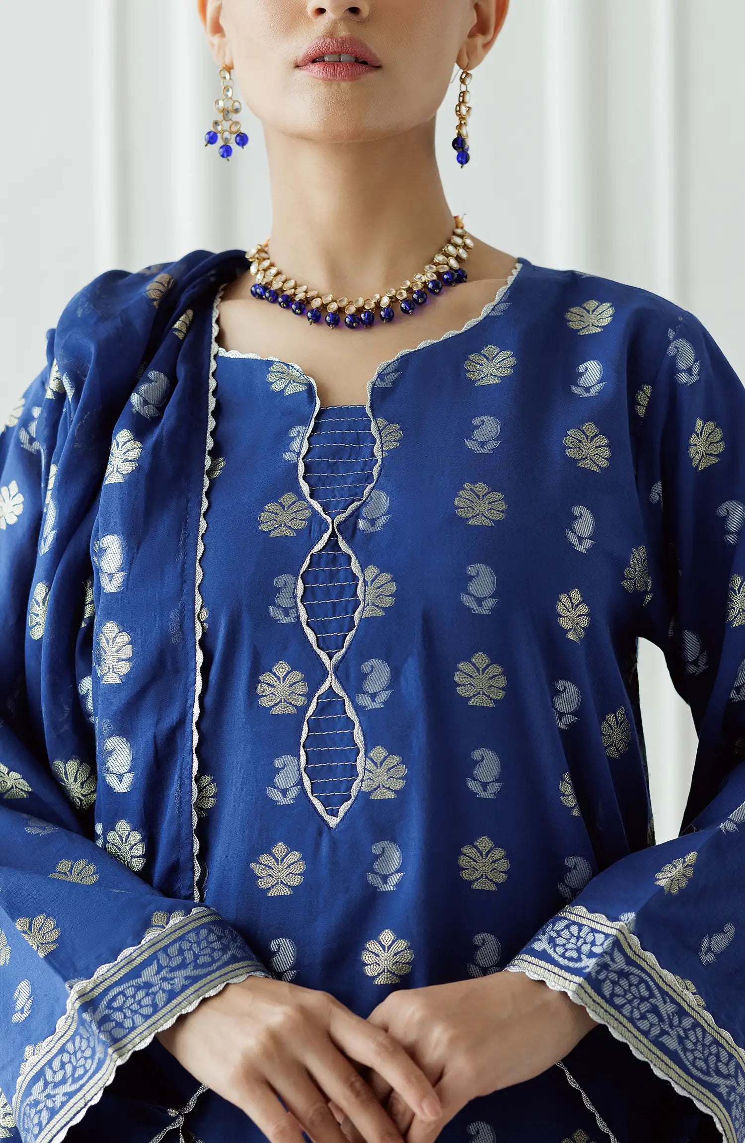Unstitched Printed Lawn Jacquard Shirt Dupatta & Pant - 3 Piece - OTL-25-047
