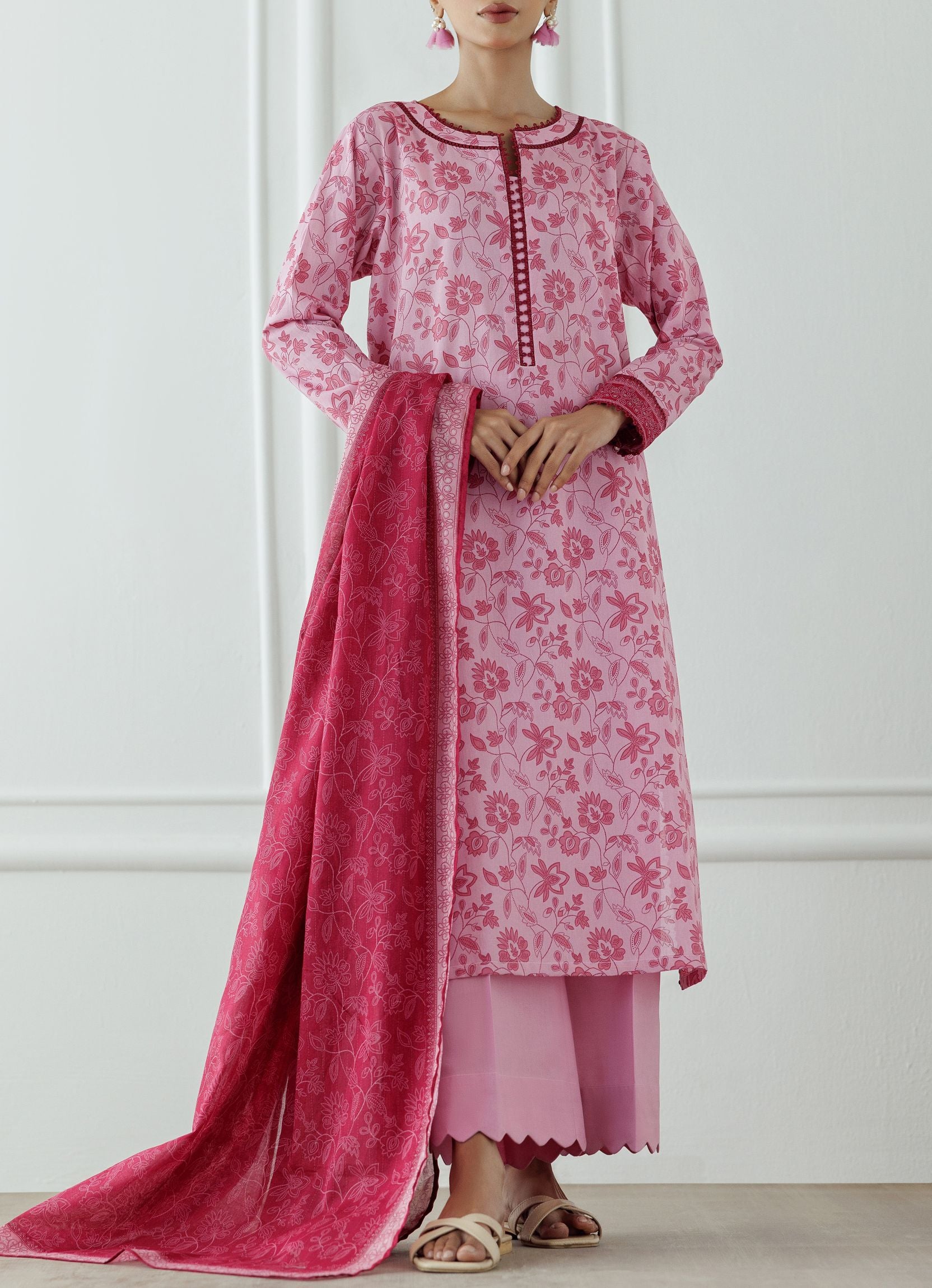 UNSTITCHED Printed Lawn Shirt Dupatta & Pant - 3 Piece - OTL-25-058