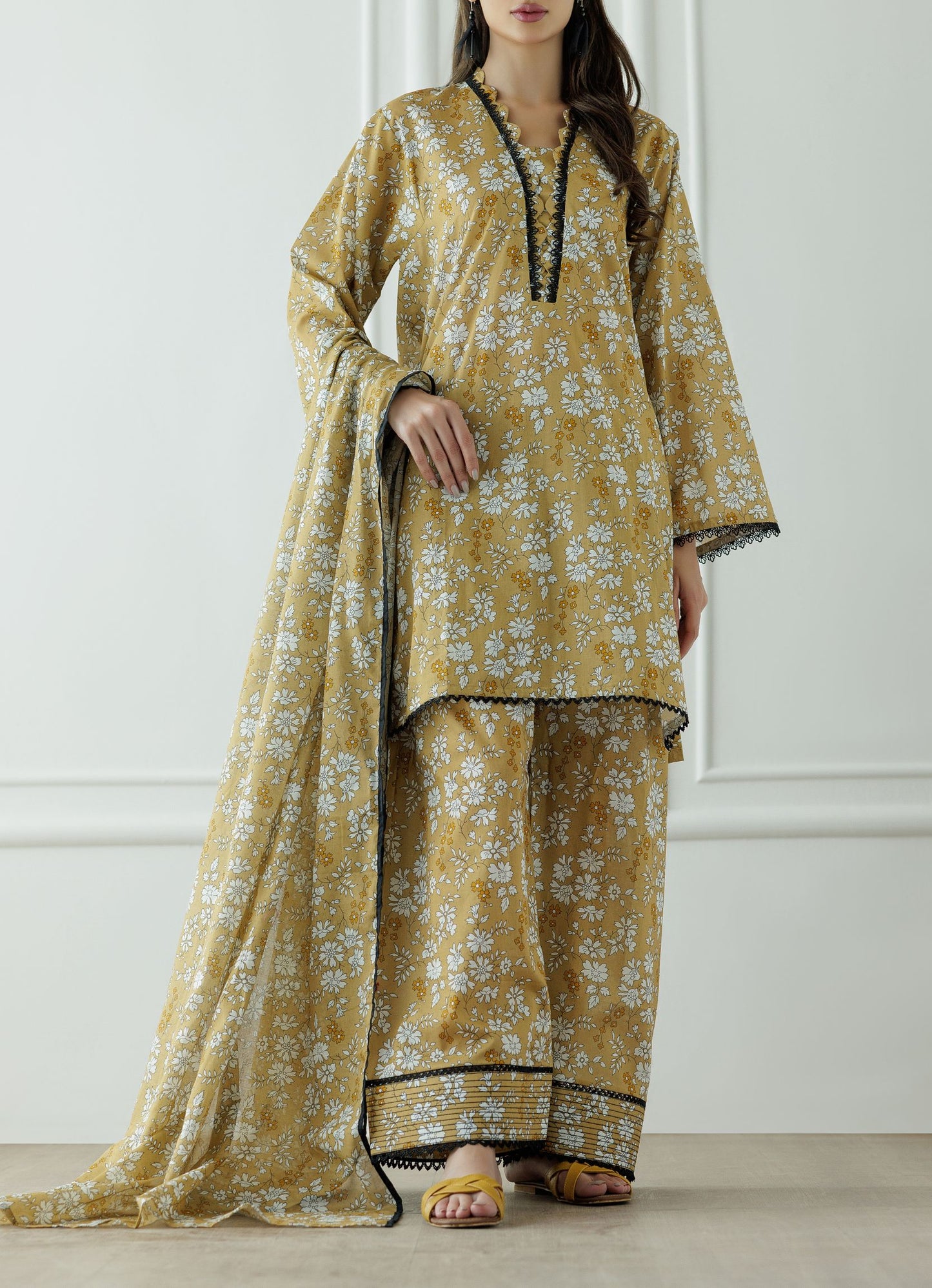UNSTITCHED Printed Lawn Shirt Dupatta & Pant - 3 Piece - OTL-25-067