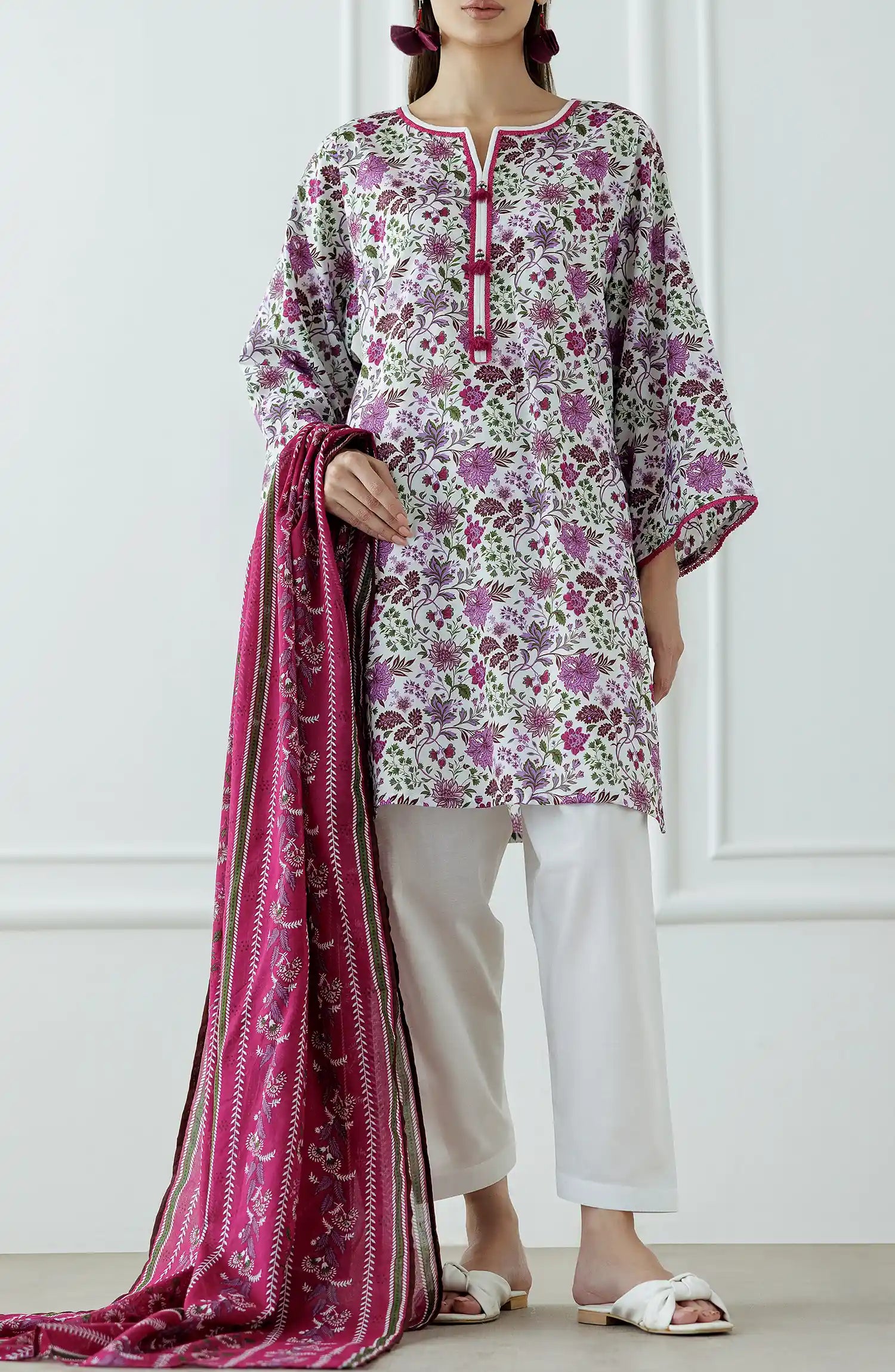 UNSTITCHED Printed Lawn Shirt Dupatta & Pant - 3 Piece Suits - OTL-25-099
