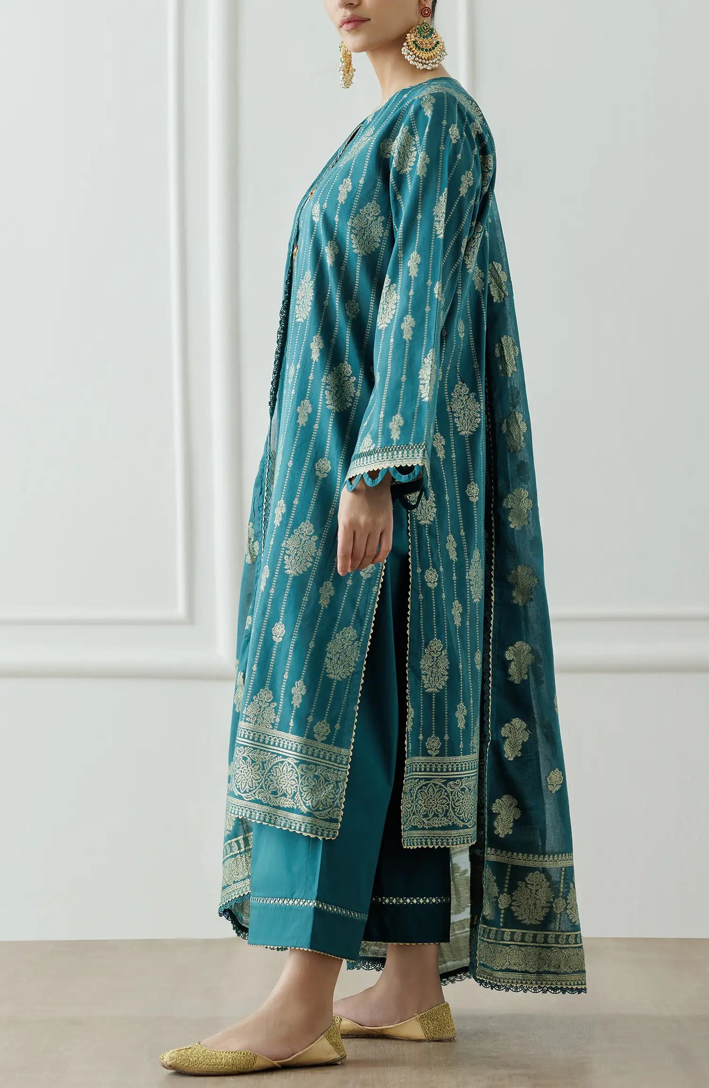 Unstitched Printed Lawn Jacquard Shirt Dupatta & Pant - 3 Piece - OTL-25-111