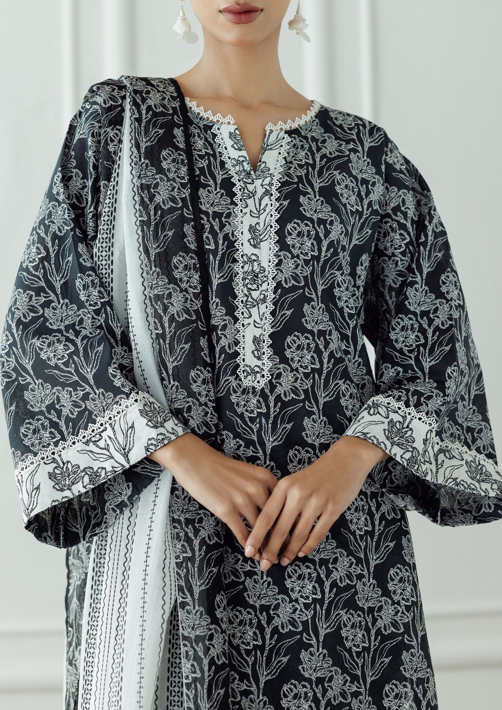 UNSTITCHED Printed Lawn Shirt Dupatta & Pant - 3 Piece - OTL-25-116