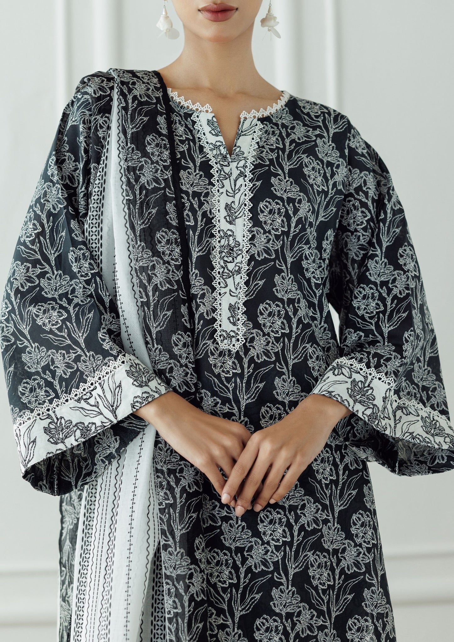 UNSTITCHED Printed Lawn Shirt Dupatta & Pant - 3 Piece - OTL-25-116