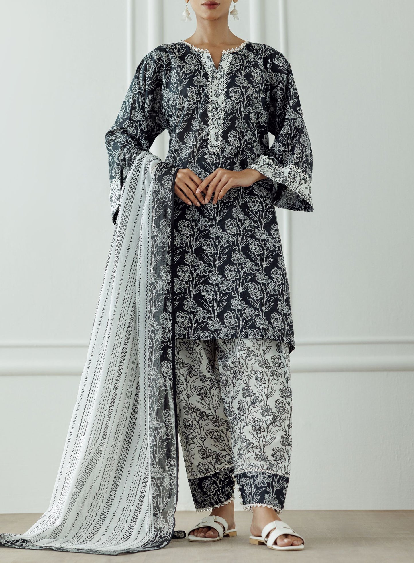 UNSTITCHED Printed Lawn Shirt Dupatta & Pant - 3 Piece - OTL-25-116