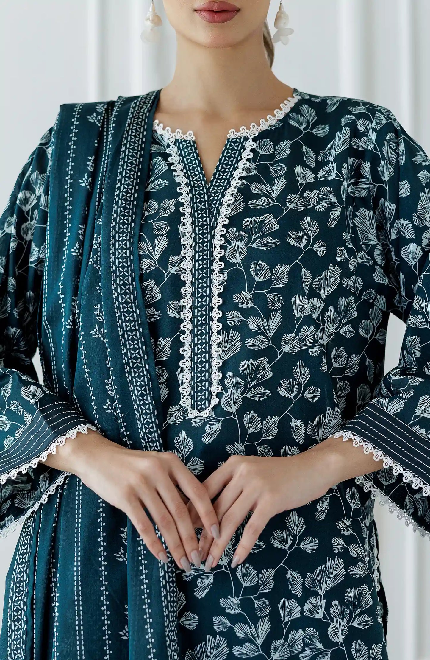 UNSTITCHED Printed Lawn Shirt Dupatta & Pant - 3 Piece Suits - OTL-25-117