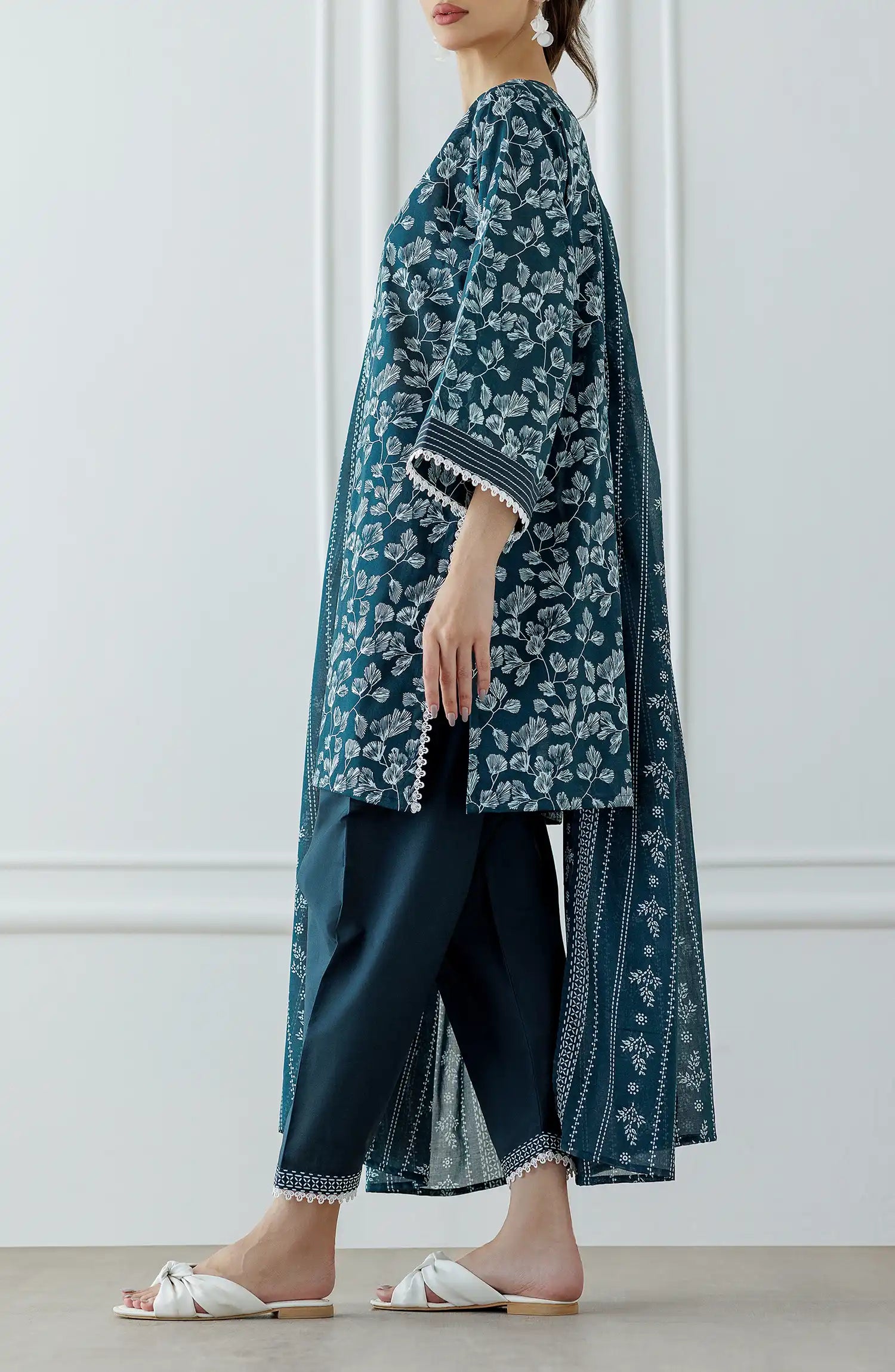 UNSTITCHED Printed Lawn Shirt Dupatta & Pant - 3 Piece Suits - OTL-25-117
