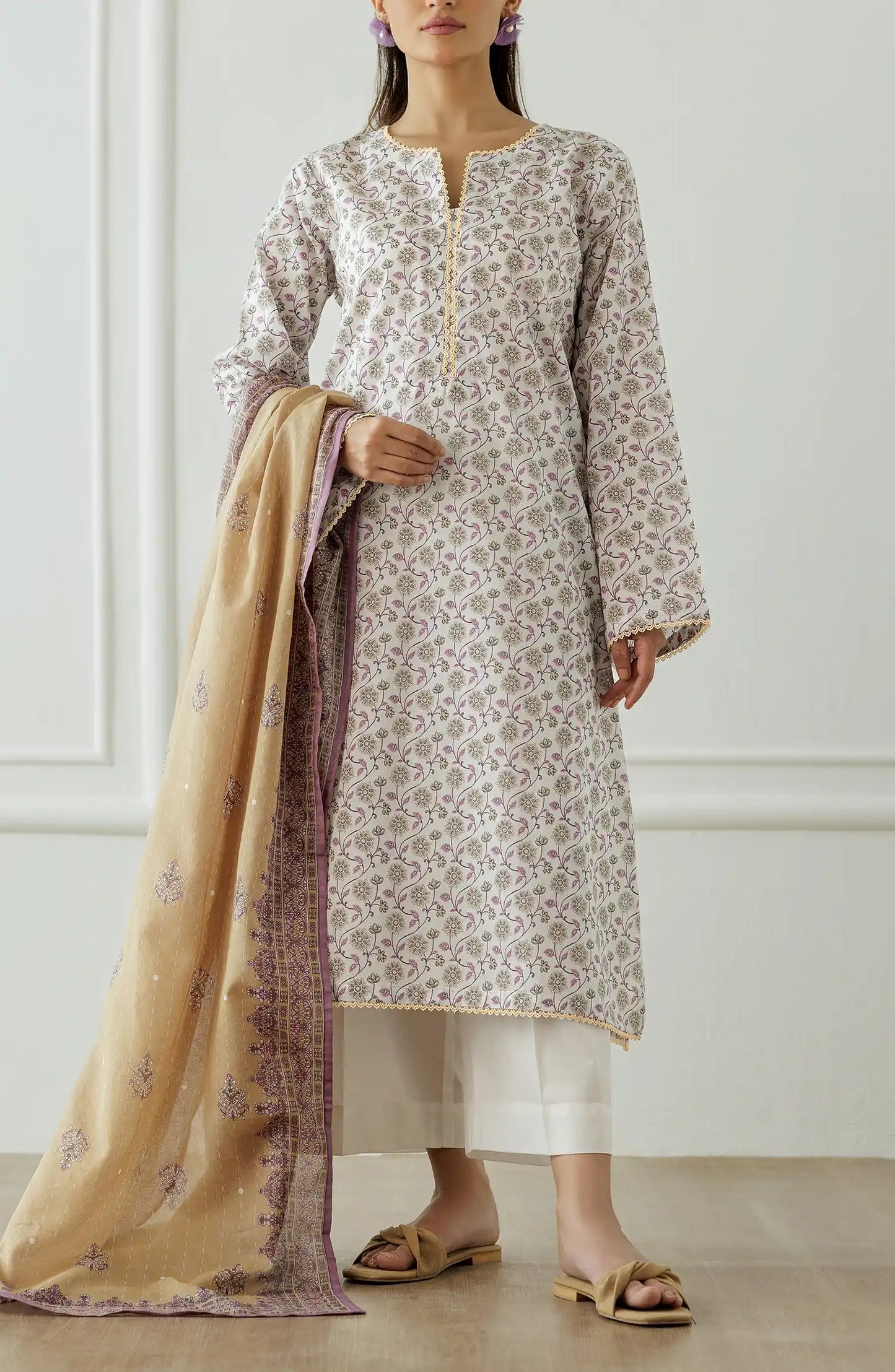 Stitched Printed Shirt Dupatta & Pant - 3 Piece - OTL-25-290
