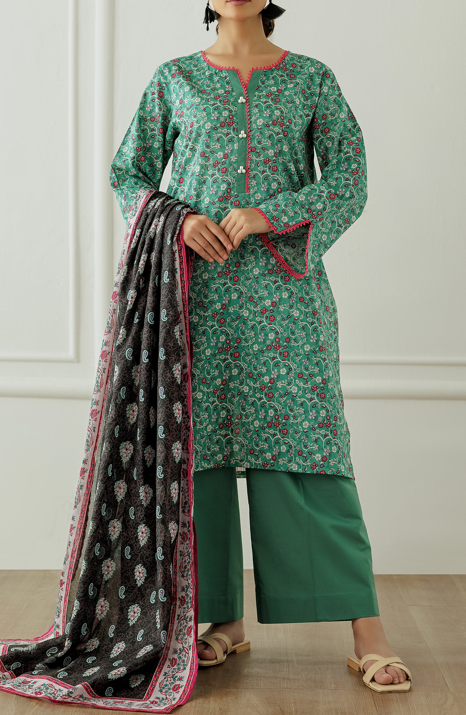Unstitched Printed Shirt Dupatta & Pant - 3 Piece - OTL-25-291