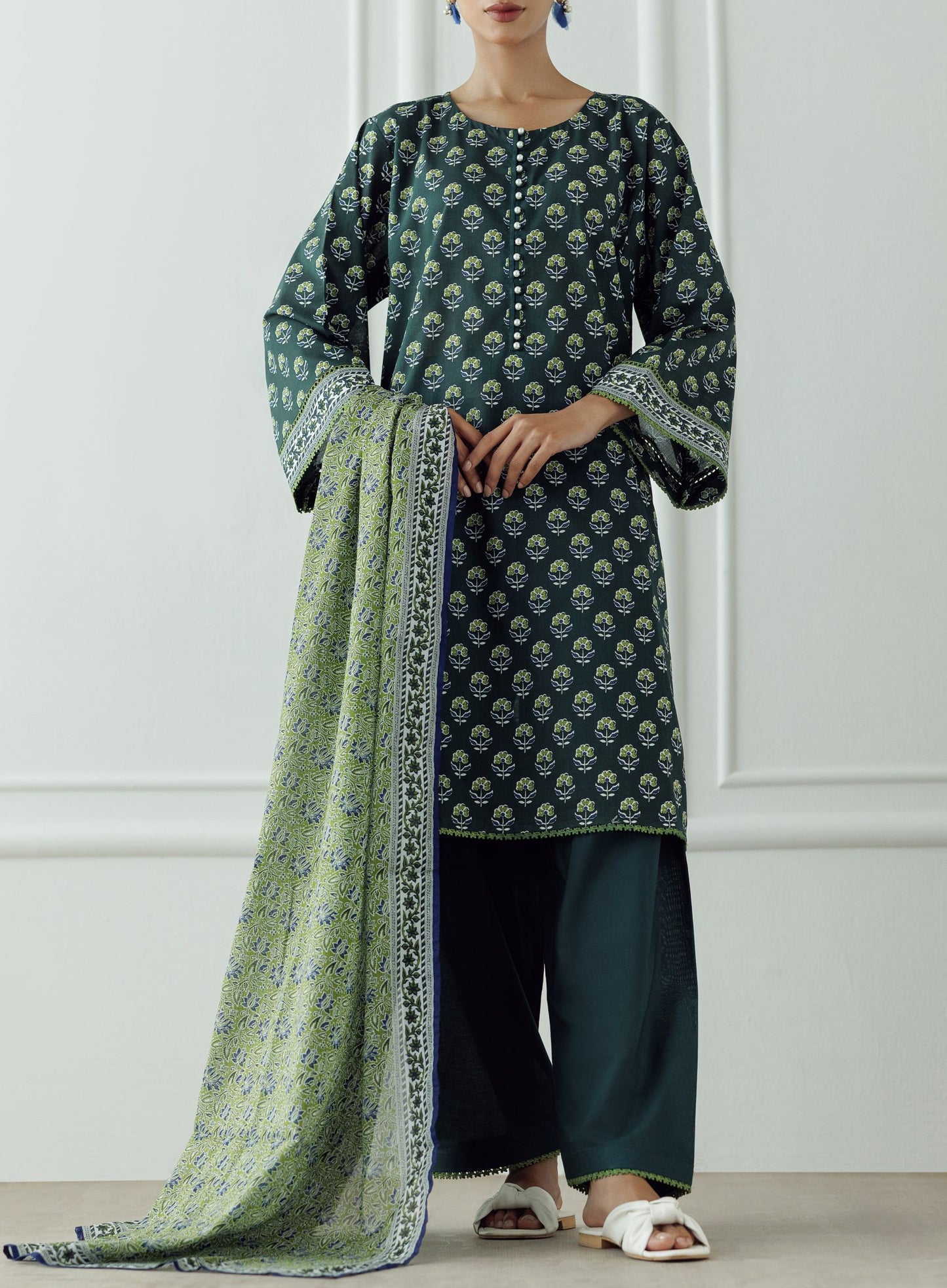 UNSTITCHED Printed Lawn Shirt Dupatta & Pant - 3 Piece - OTL-25-306