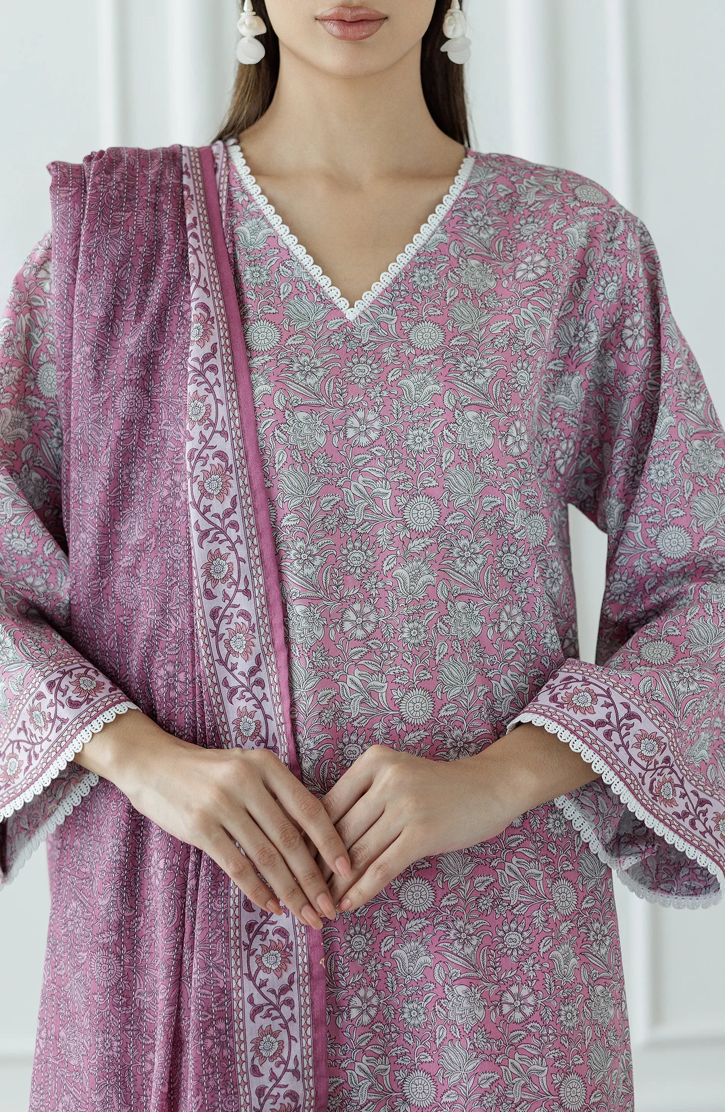 UNSTITCHED Printed Lawn Shirt Dupatta & Pant - 3 Piece Suits - OTL-25-309
