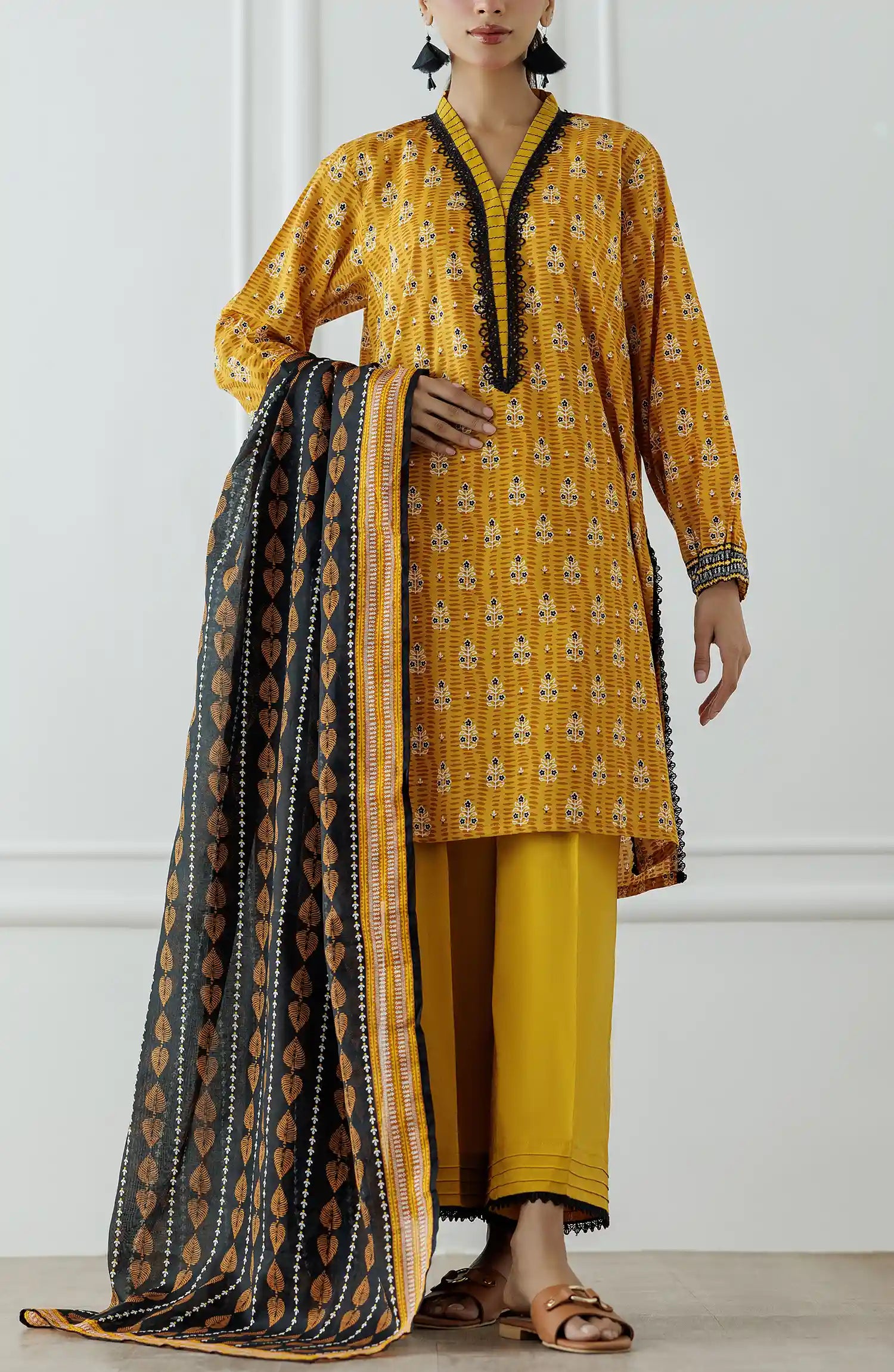 UNSTITCHED Printed Shirt Dupatta & Pant - 3 Piece - OTL-25-310