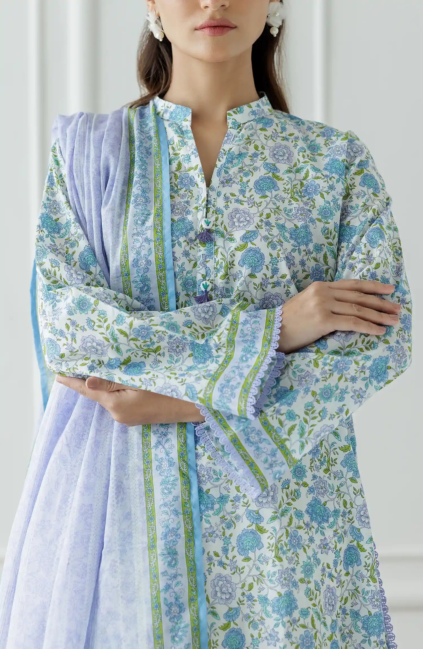 UNSTITCHED Printed Shirt Dupatta & Pant - 3 Piece - OTL-25-311