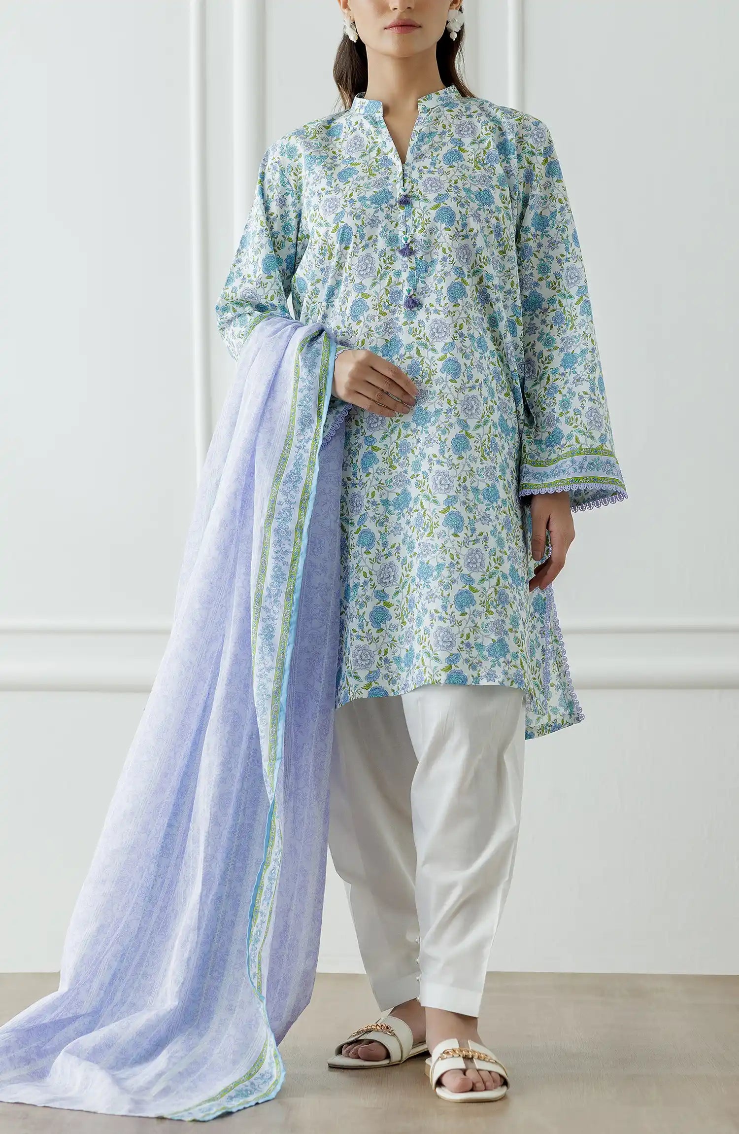 UNSTITCHED Printed Shirt Dupatta & Pant - 3 Piece - OTL-25-311