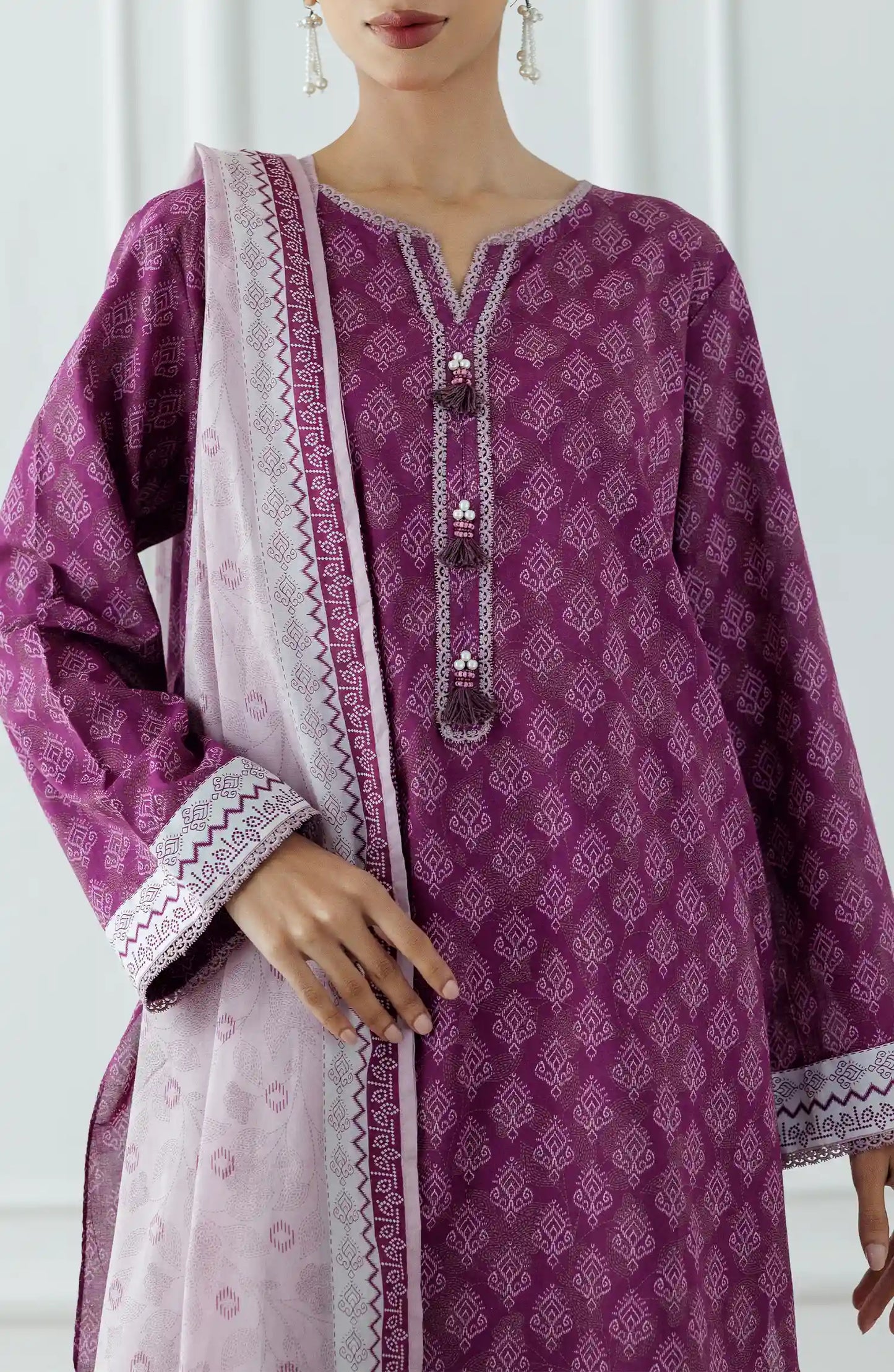 UNSTITCHED Printed Lawn Shirt Dupatta & Pant - 3 Piece - OTL-25-314