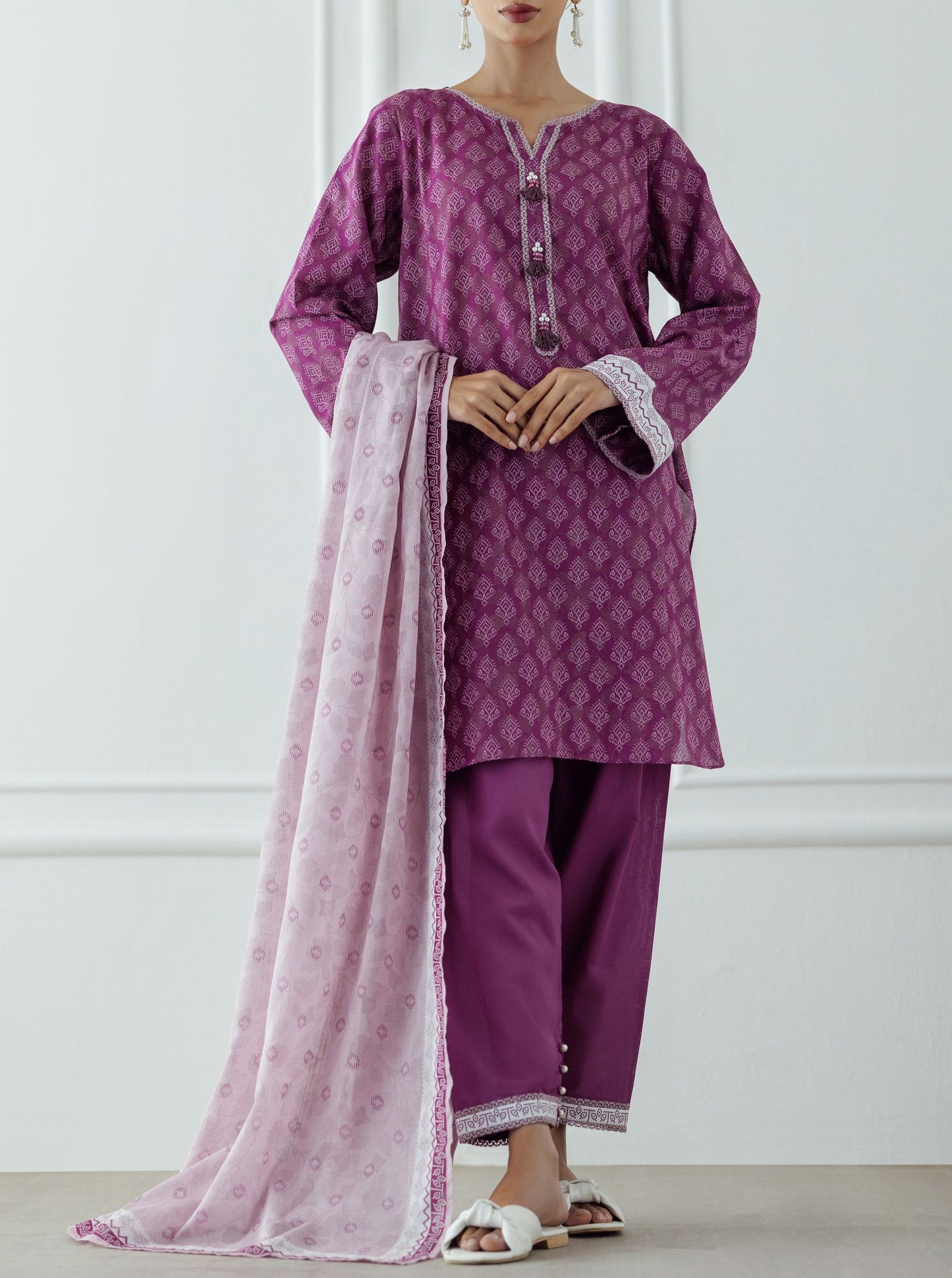 UNSTITCHED Printed Lawn Shirt Dupatta & Pant - 3 Piece - OTL-25-314
