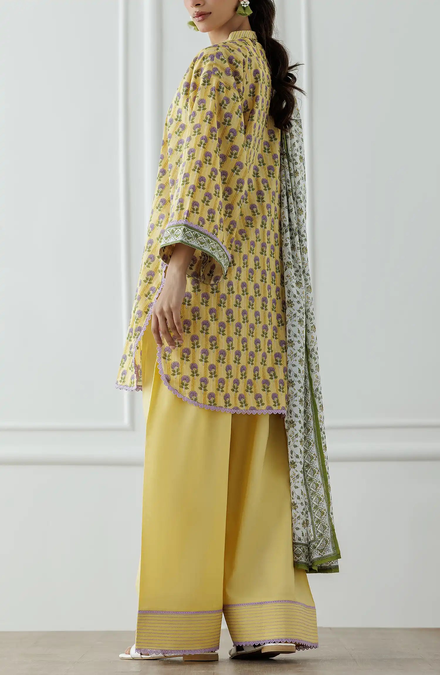 UNSTITCHED Printed Shirt Dupatta & Pant - 3 Piece - OTL-25-315