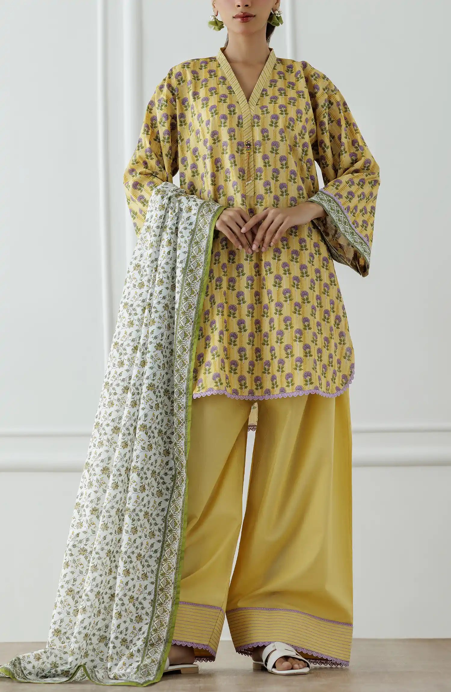 UNSTITCHED Printed Shirt Dupatta & Pant - 3 Piece - OTL-25-315