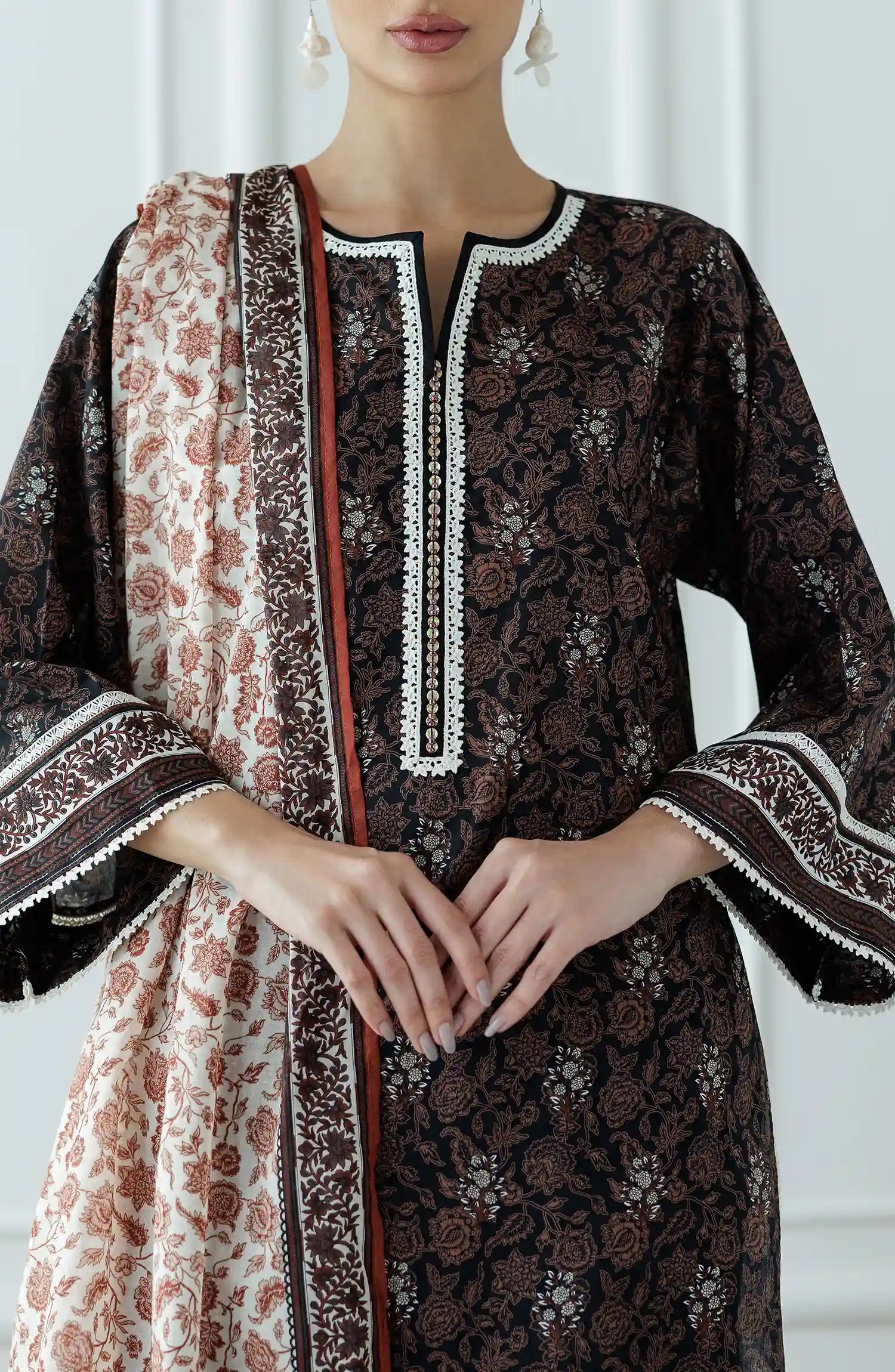 UNSTITCHED Printed Lawn Shirt Dupatta & Pant - 3 Piece Suits - OTL-25-317