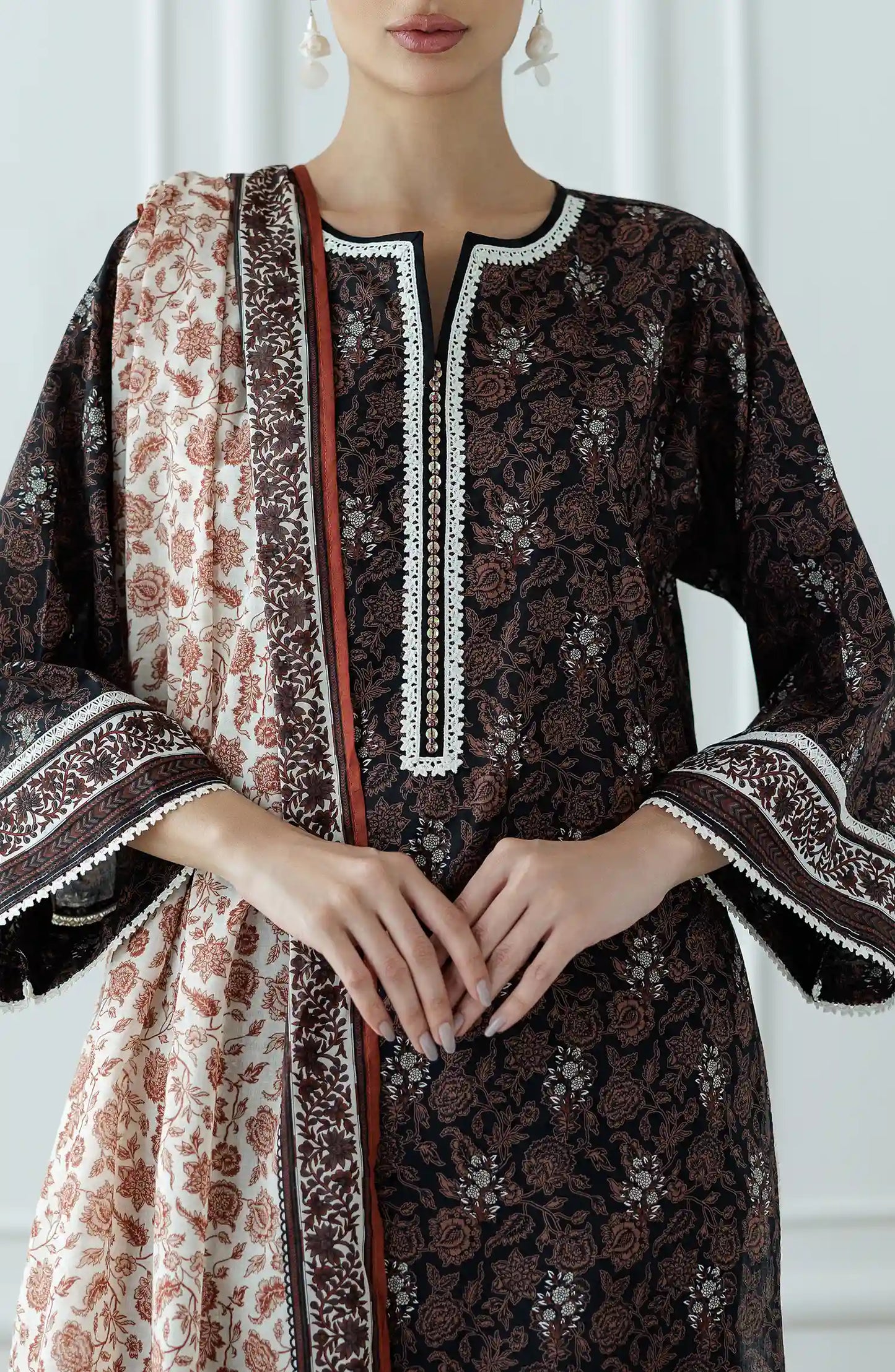 UNSTITCHED Printed Lawn Shirt Dupatta & Pant - 3 Piece Suits - OTL-25-317