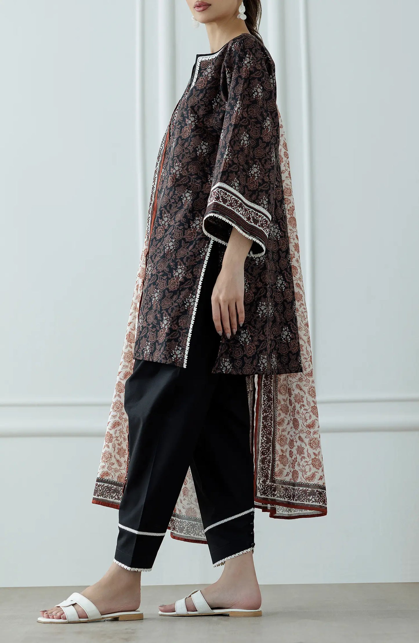 UNSTITCHED Printed Lawn Shirt Dupatta & Pant - 3 Piece Suits - OTL-25-317