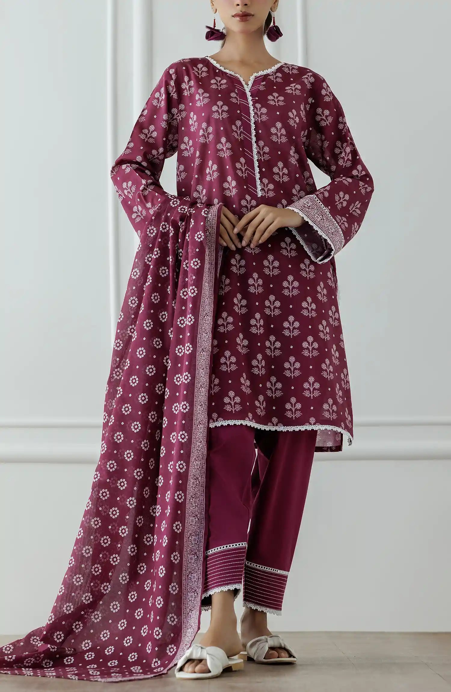 UNSTITCHED Printed Shirt Dupatta & Pant - 3 Piece - OTL-25-327
