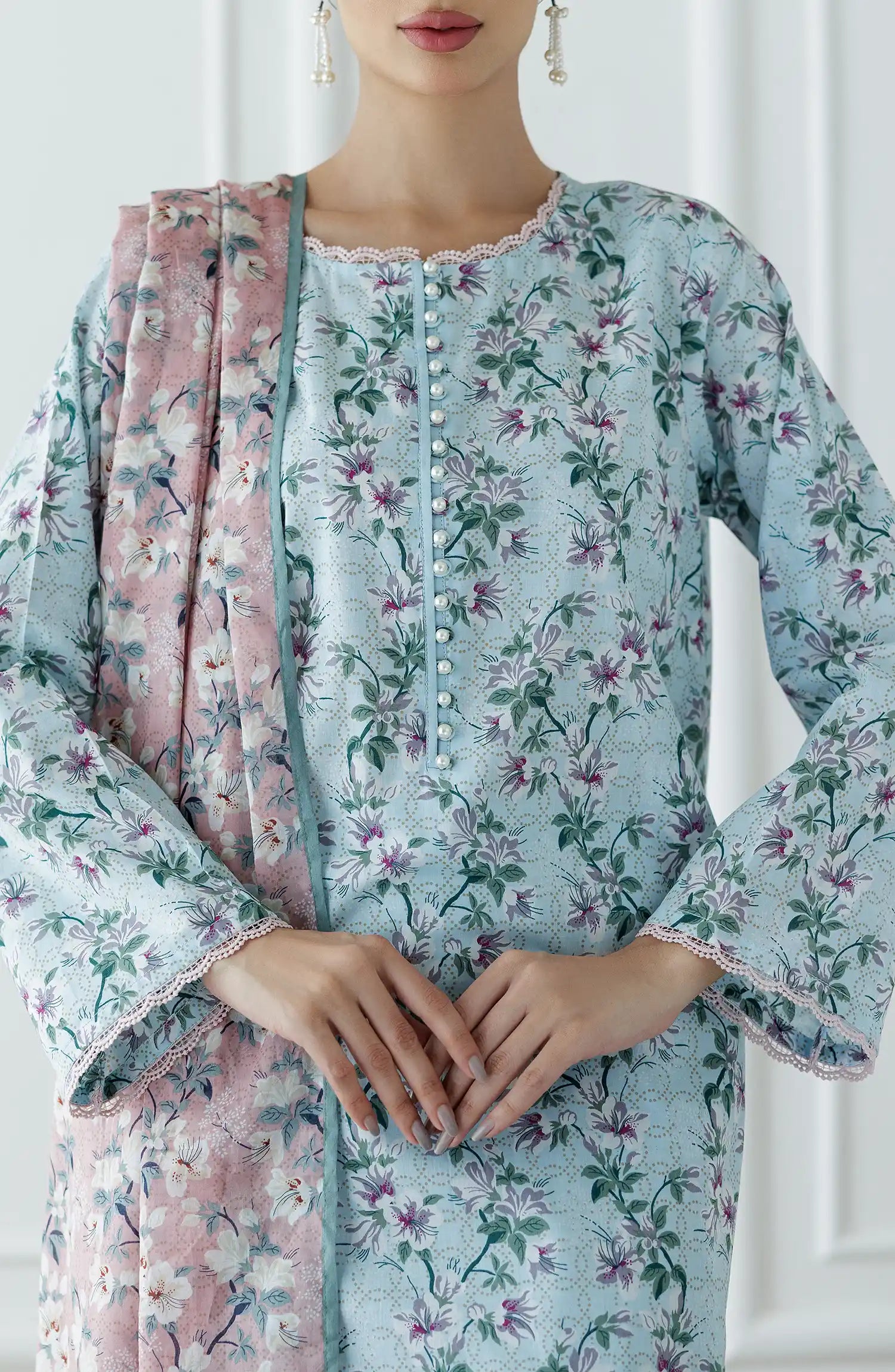 UNSTITCHED Printed Lawn Shirt Dupatta & Pant - 3 Piece Suits - OTL-25-328