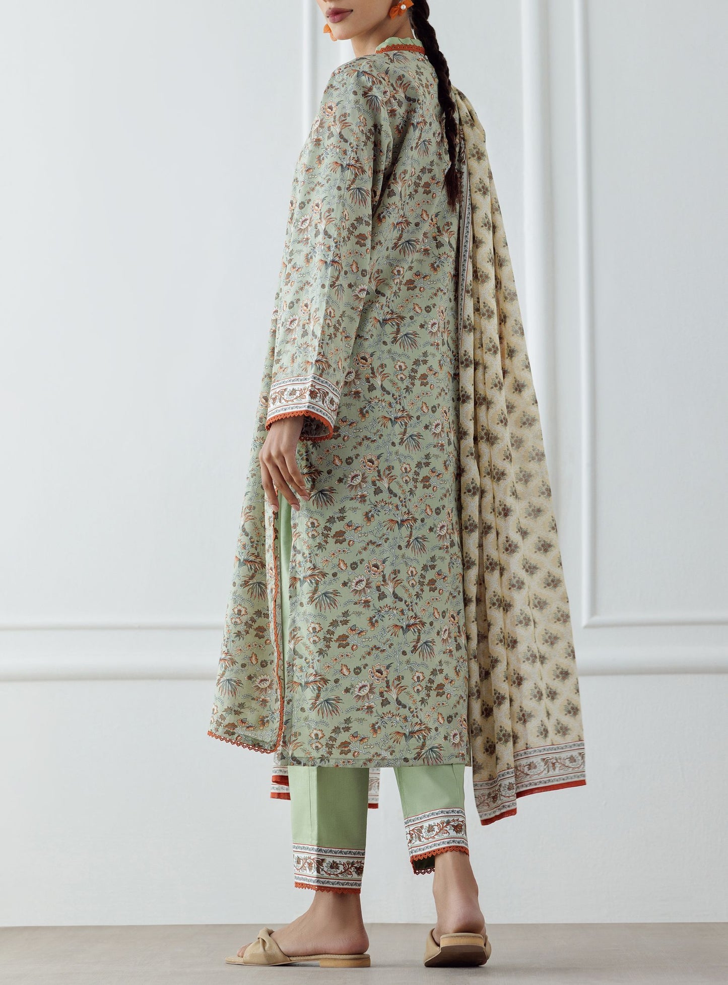 UNSTITCHED Printed Lawn Shirt Dupatta & Pant - 3 Piece - OTL-25-329