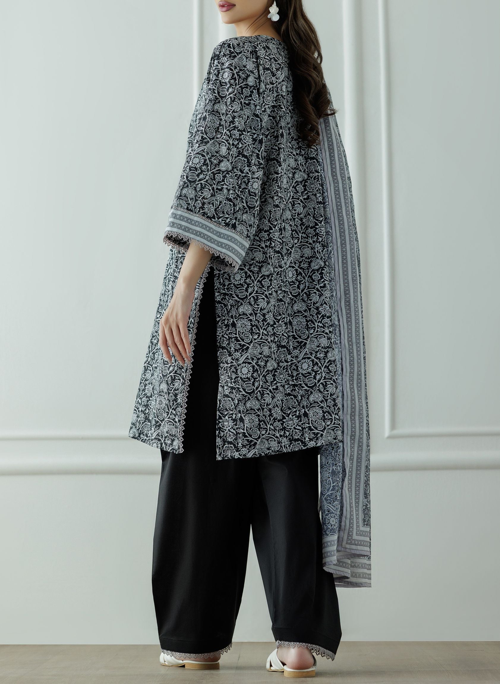 UNSTITCHED Printed Shirt Lawn Dupatta & Pant - 3 Piece - OTL-25-331