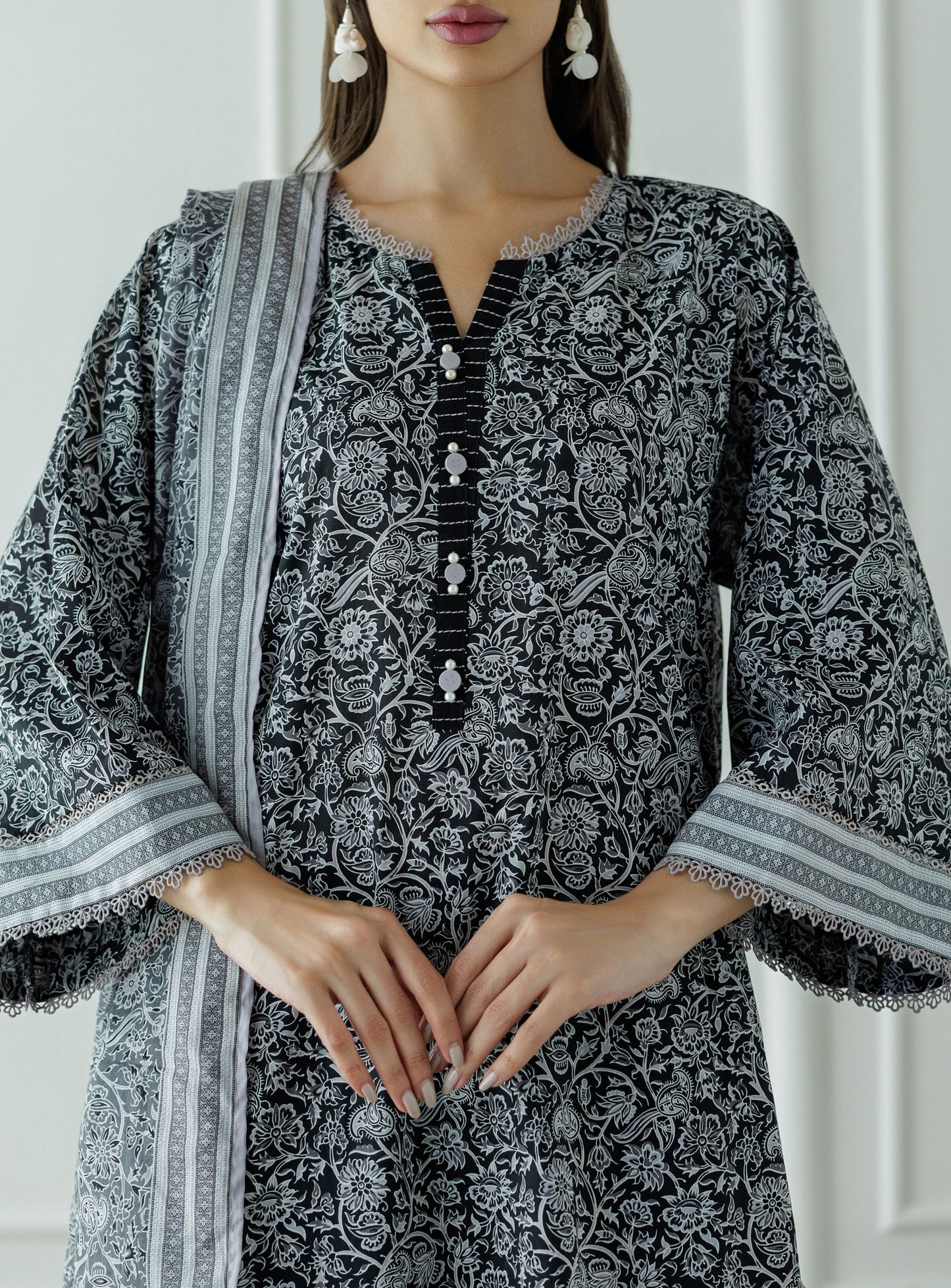 UNSTITCHED Printed Shirt Lawn Dupatta & Pant - 3 Piece - OTL-25-331