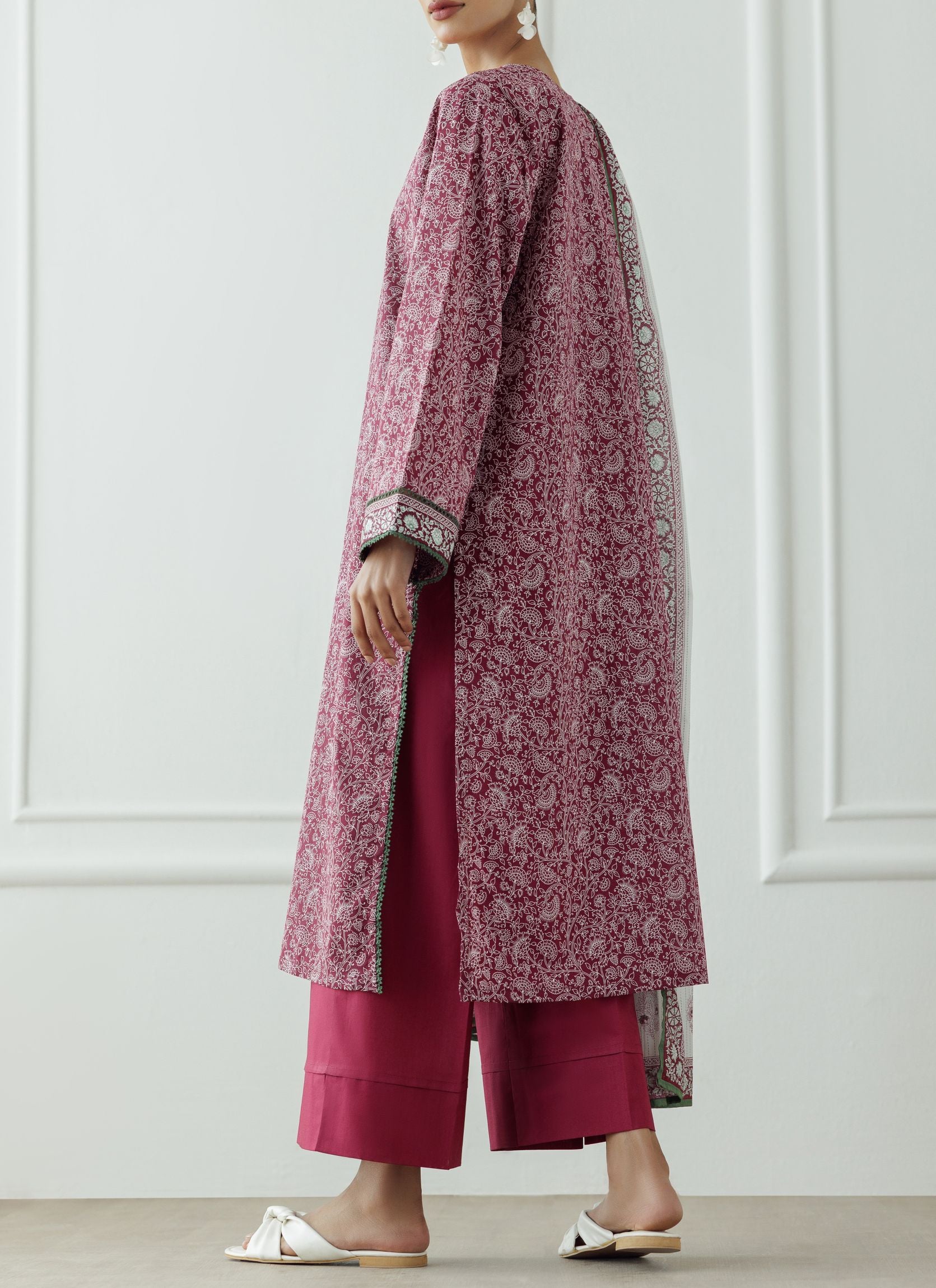 UNSTITCHED Printed Lawn Shirt Dupatta & Pant - 3 Piece - OTL-25-333