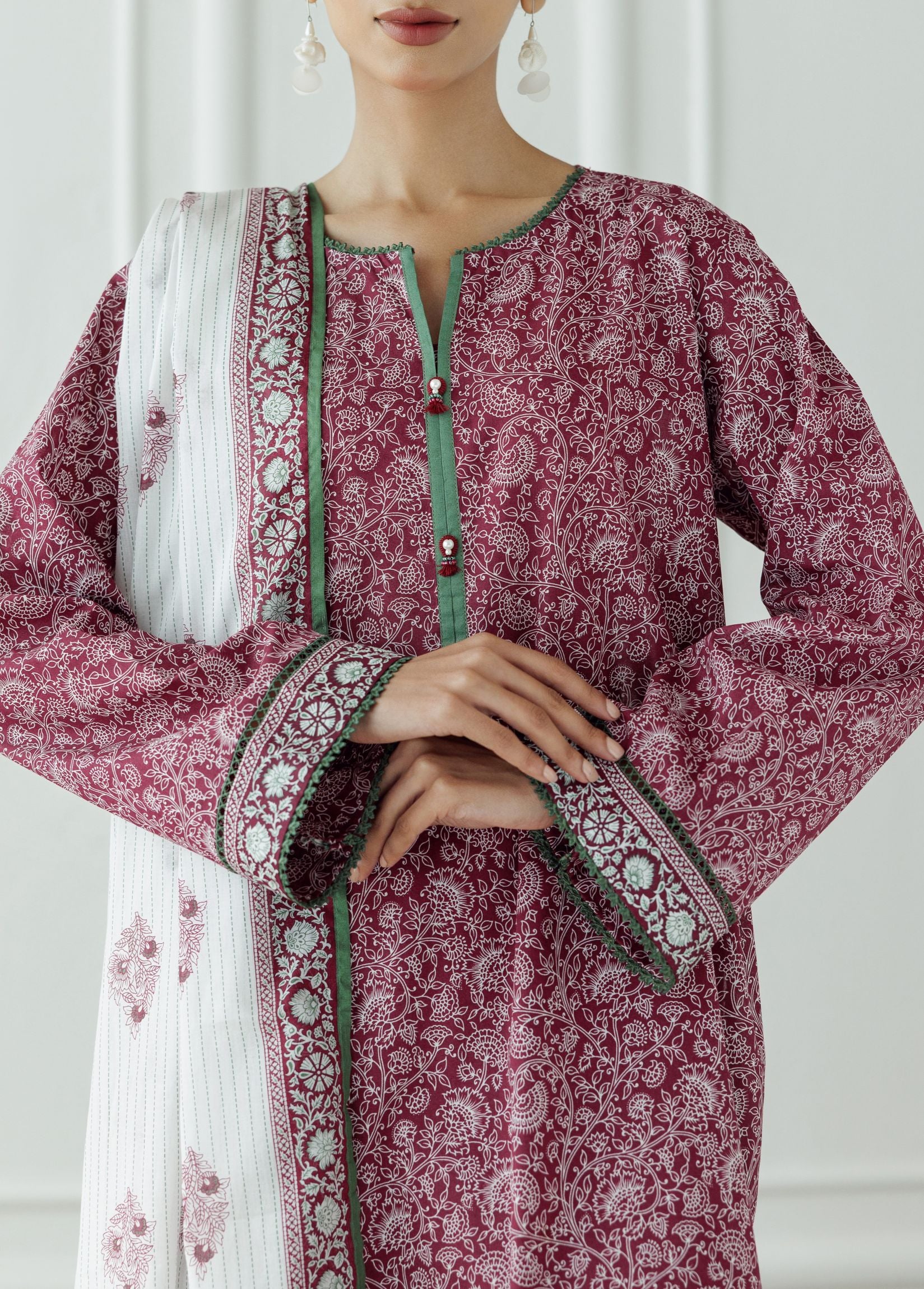 UNSTITCHED Printed Lawn Shirt Dupatta & Pant - 3 Piece - OTL-25-333