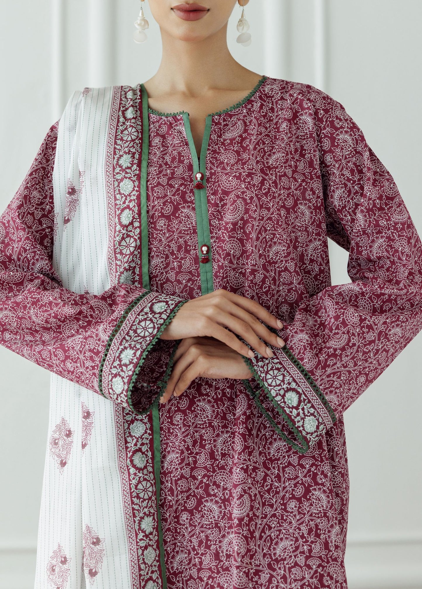 UNSTITCHED Printed Lawn Shirt Dupatta & Pant - 3 Piece - OTL-25-333