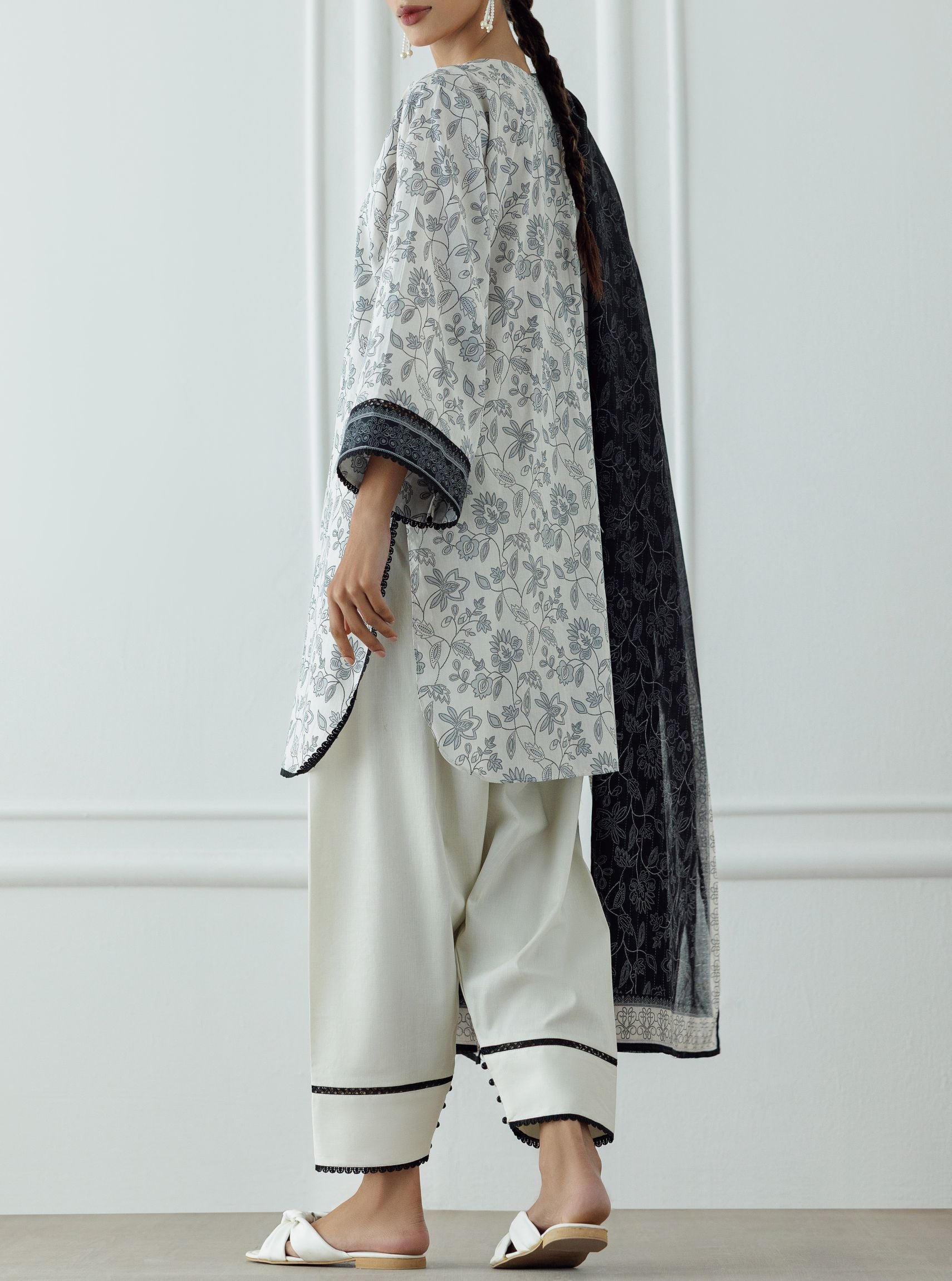 UNSTITCHED Printed Lawn Shirt Dupatta & Pant - 3 Piece - OTL-25-336