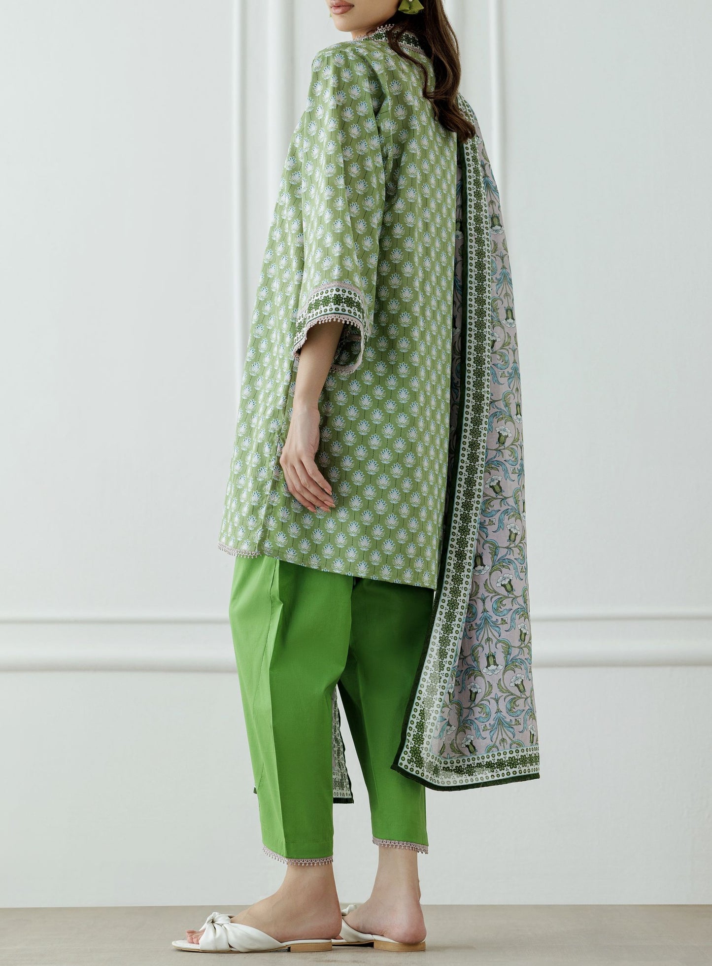 UNSTITCHED Printed Lawn Shirt Dupatta & Pant - 3 Piece Suits - OTL-25-339