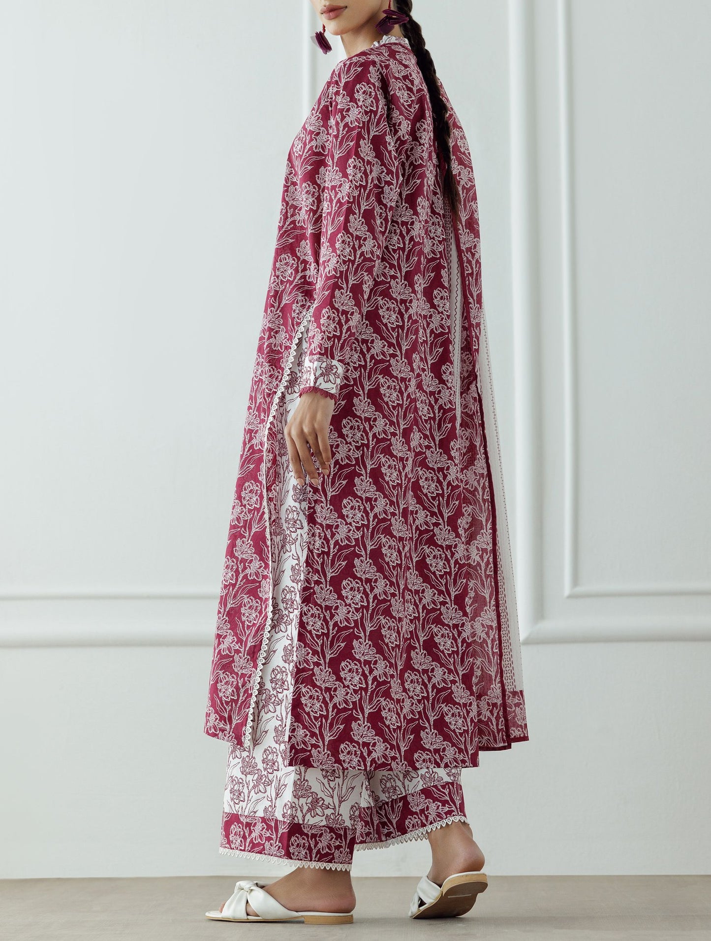UNSTITCHED Printed Lawn Shirt Dupatta & Pant - 3 Piece - OTL-25-357