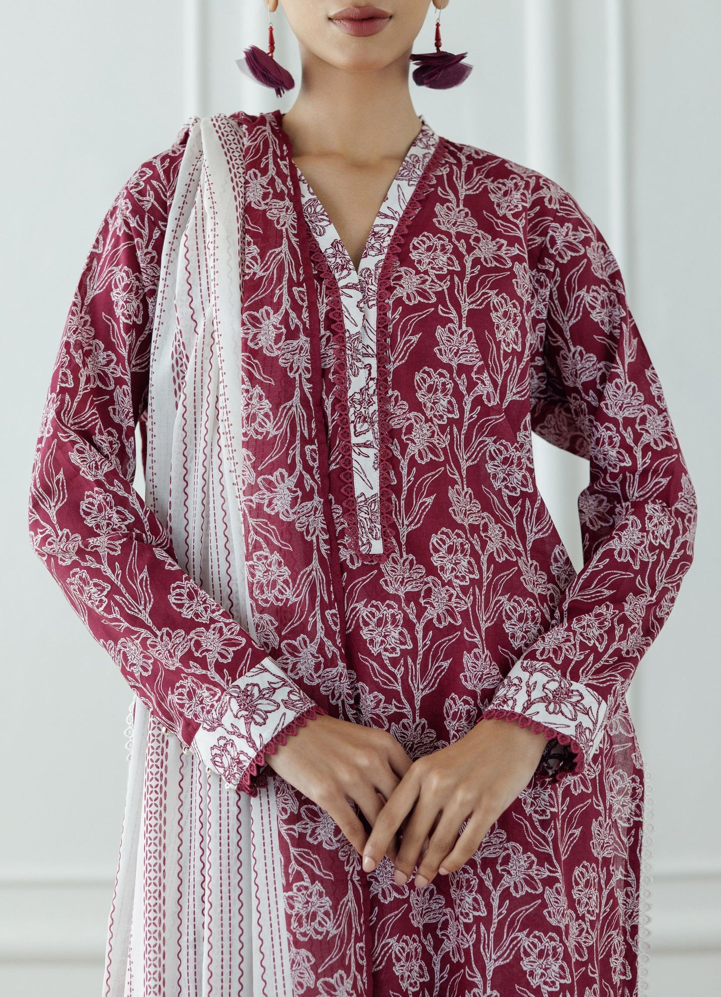 UNSTITCHED Printed Lawn Shirt Dupatta & Pant - 3 Piece - OTL-25-357