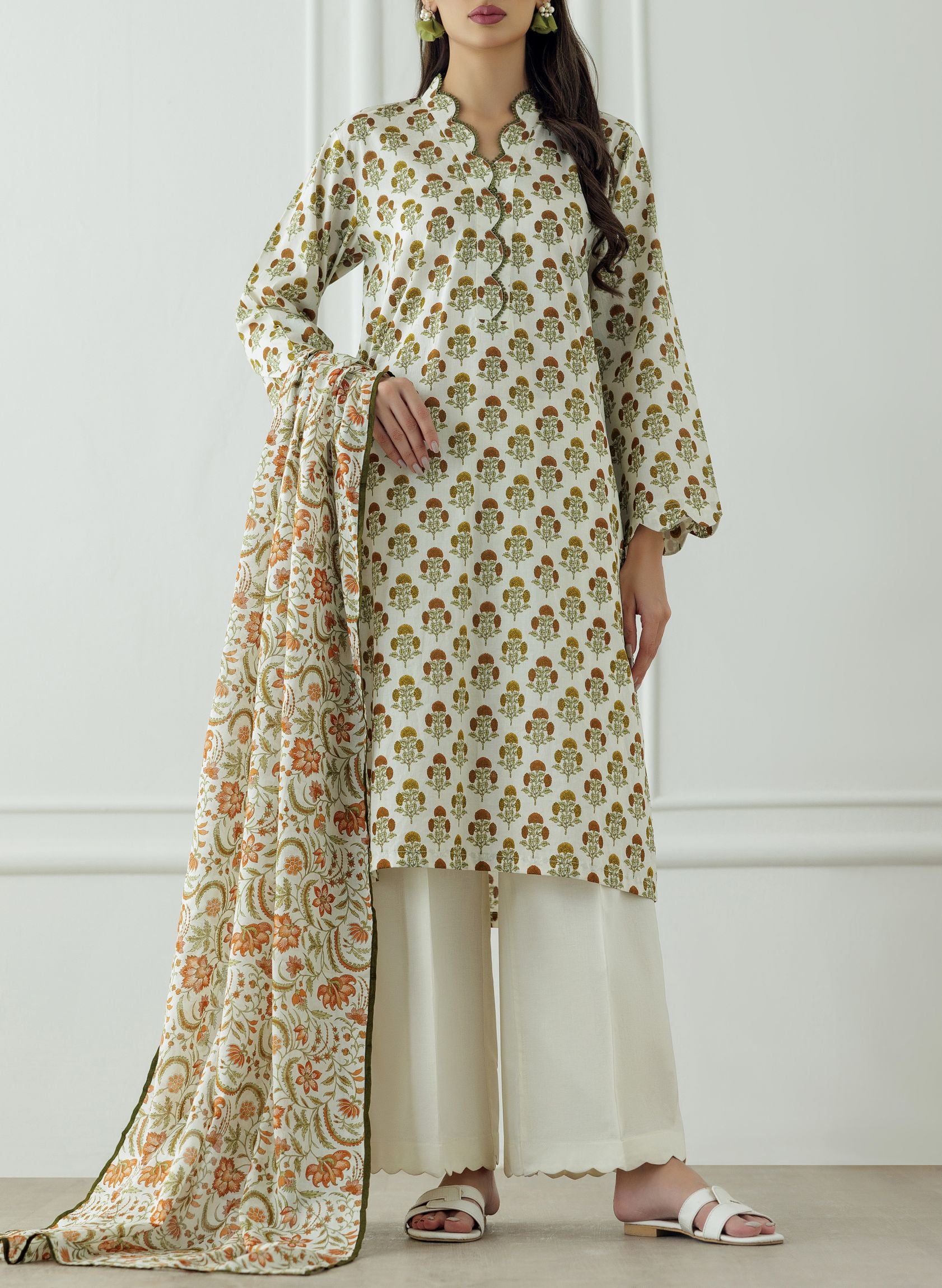 Stitched Printed Shirt Dupatta & Pant - 3 Piece - OTL-25-405-S2