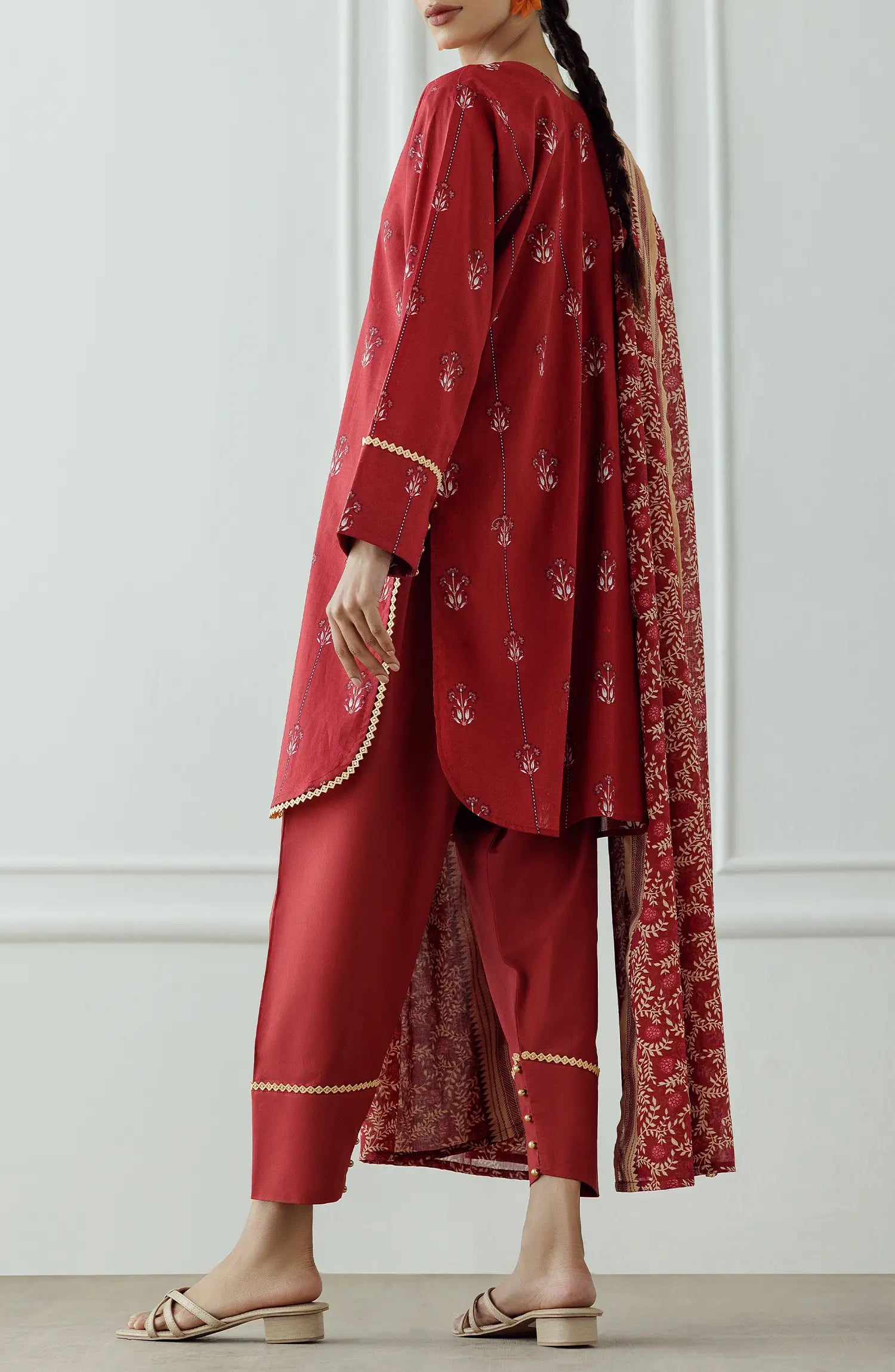 UNSTITCHED Printed Lawn Shirt Dupatta & Pant - 3 Piece - OTL-25-408