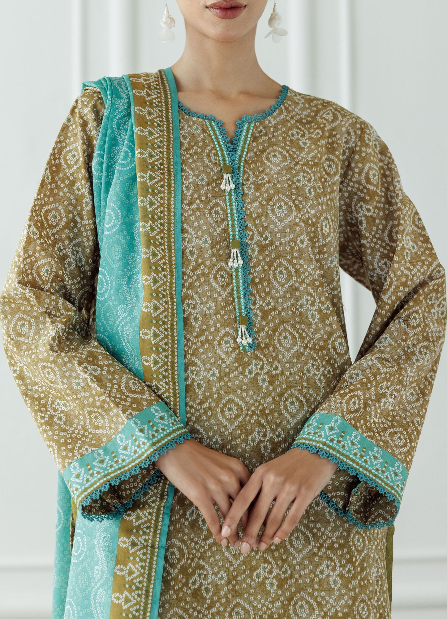 UNSTITCHED Printed Lawn Shirt Dupatta & Pant - 3 Piece - OTL-25-408