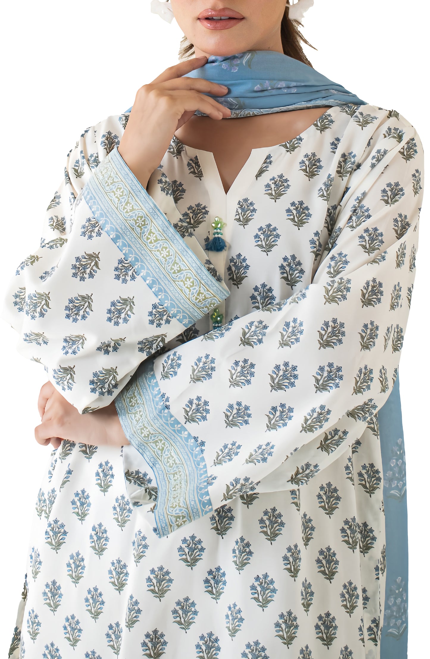 OTL-24-131/U SKY BLUE LAWN Women UNSTITCHED SHIRT DUPATTA PANTS