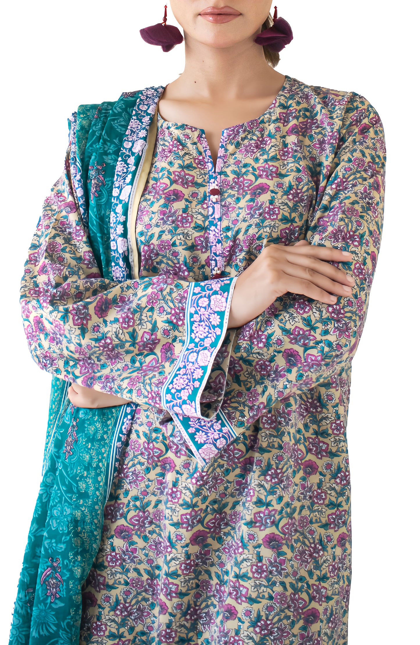 OTL-24-436/U YELLOW LAWN Women UNSTITCHED SHIRT DUPATTA PANTS