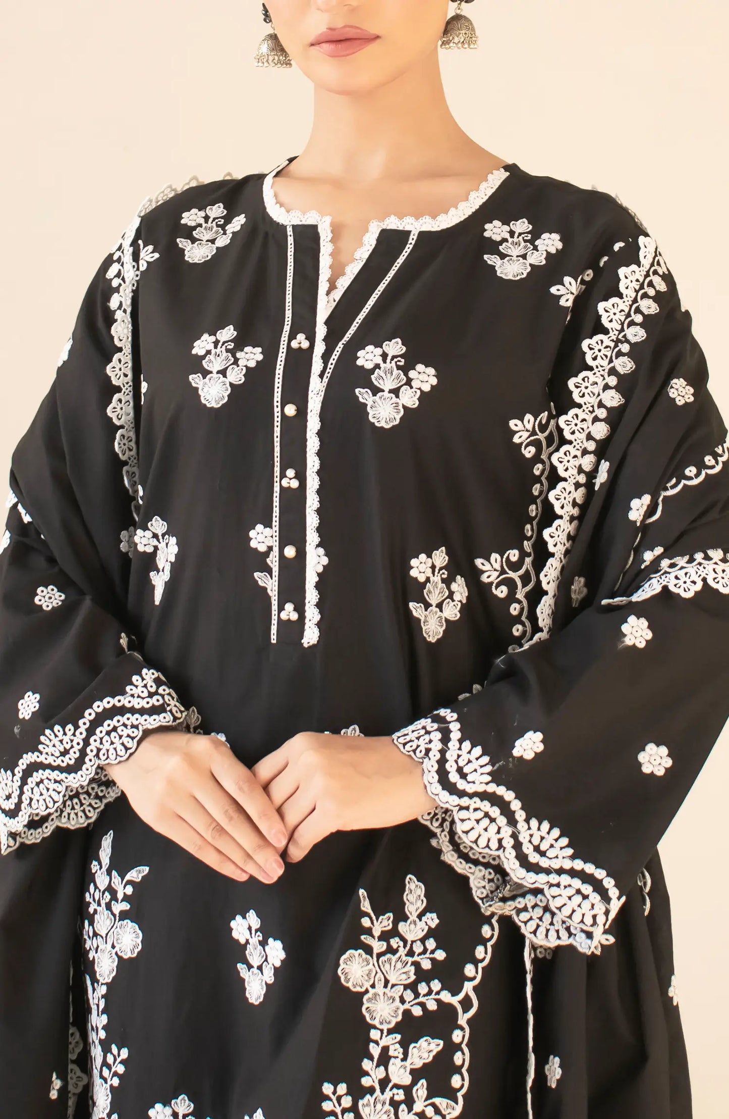 Stitched Chikankari  Shirt Dupatta & Pant - 3 Piece - WRFC25S-3001