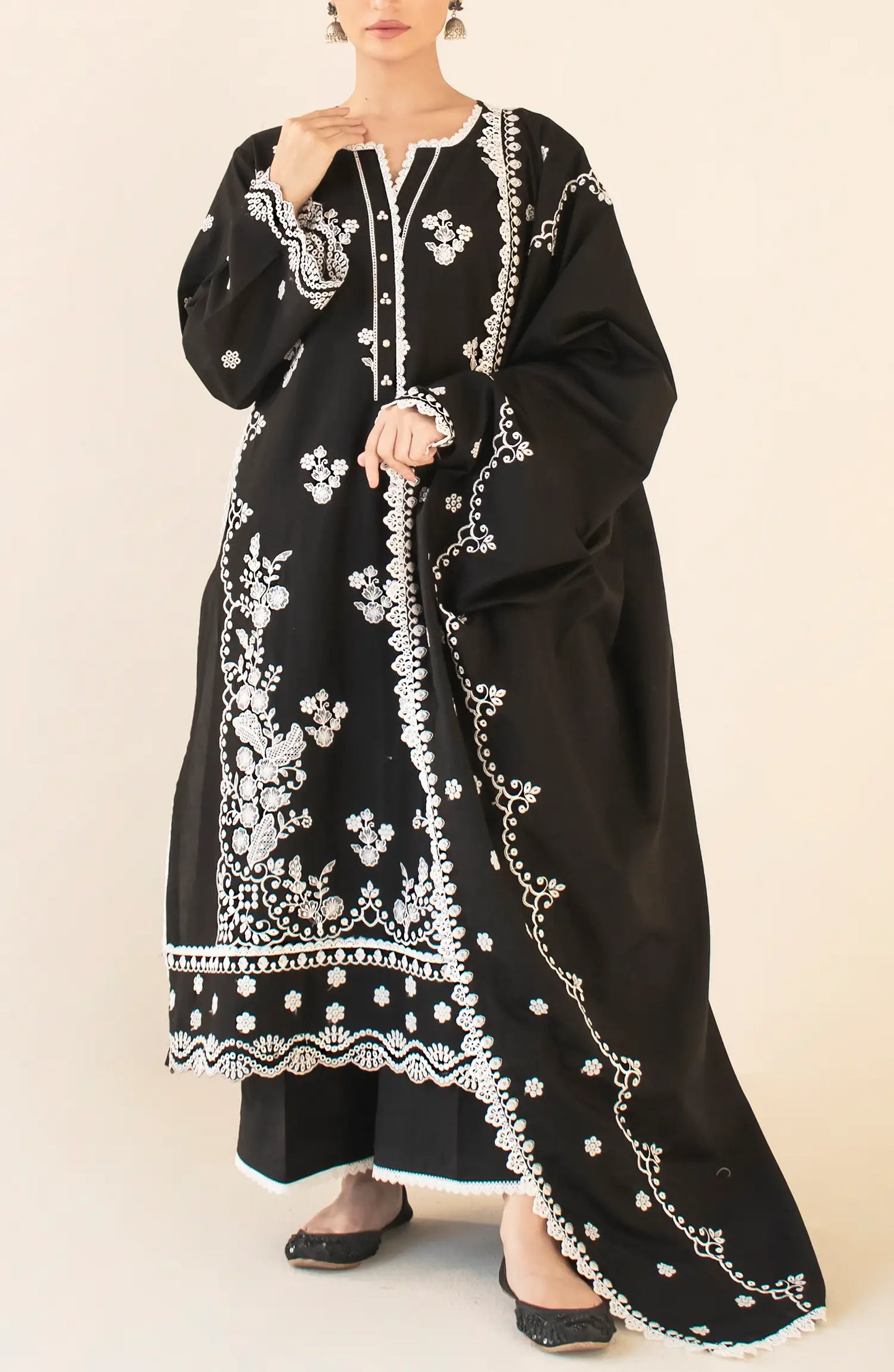 Stitched Chikankari  Shirt Dupatta & Pant - 3 Piece - WRFC25S-3001
