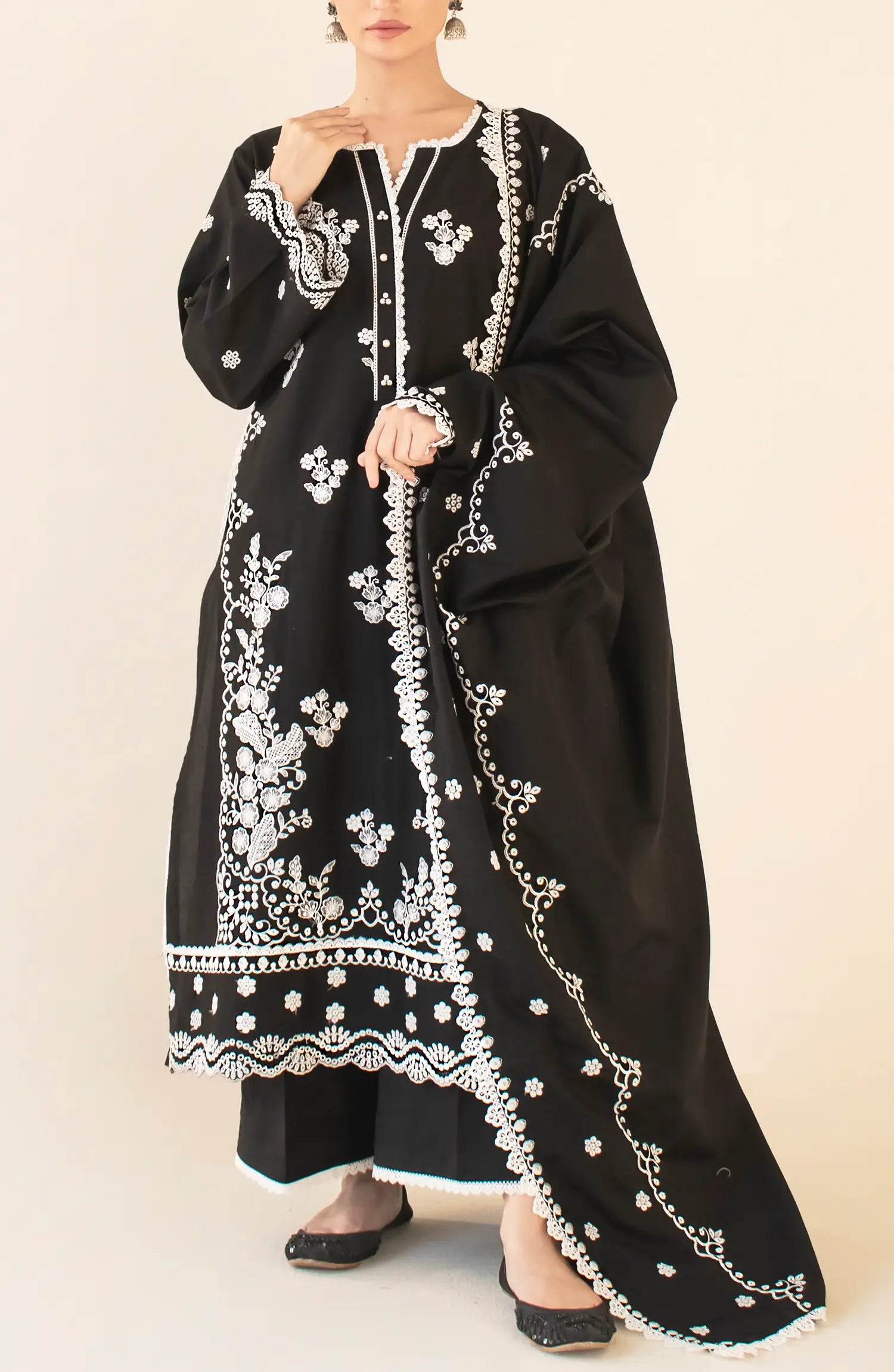 Unstitched Chikankari Shirt Dupatta & Pant - 3 Piece - WRFC25S-3001