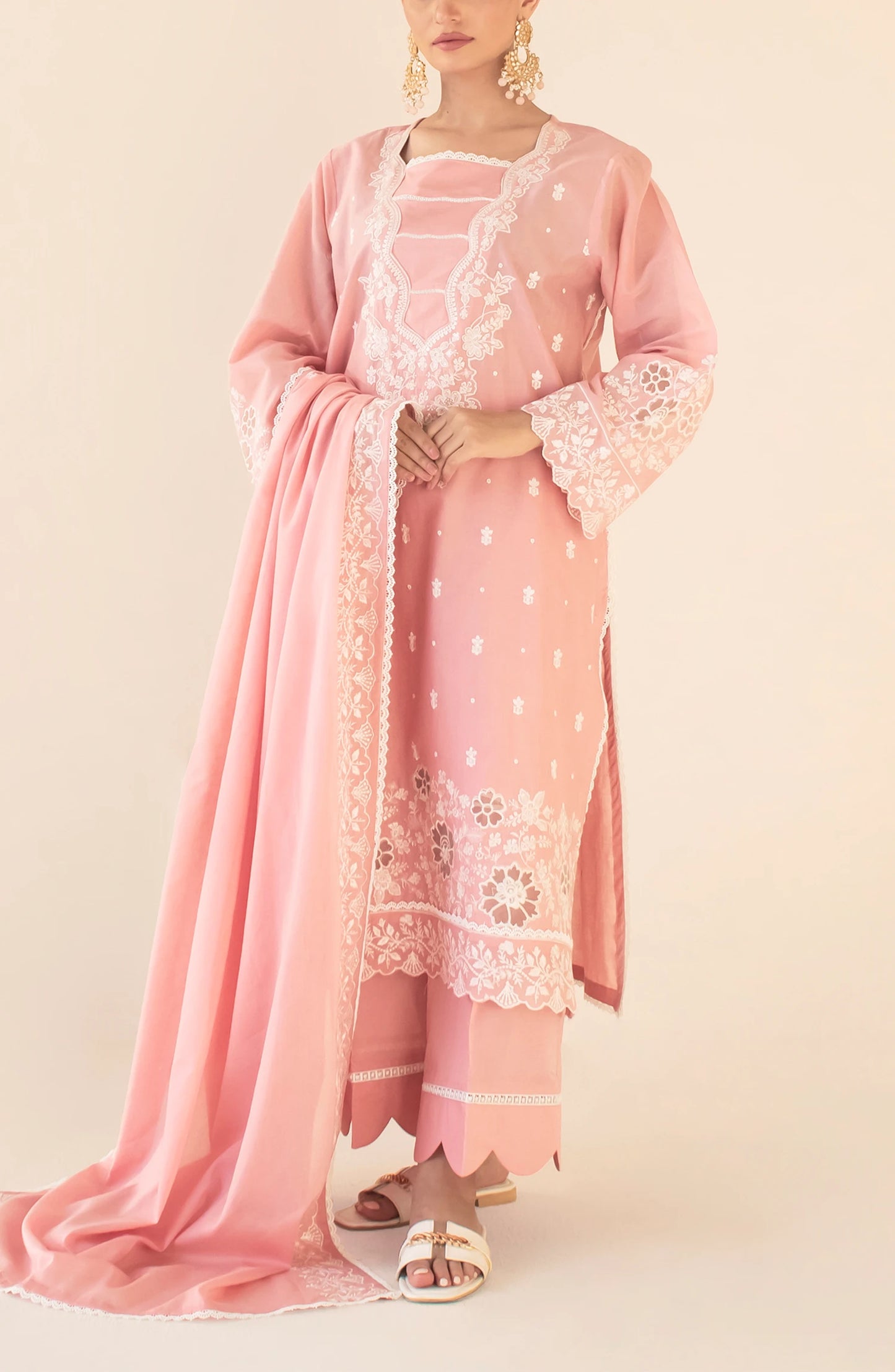Stitched Chikankari Shirt Dupatta & Pant - 3 Piece - WRFC25S-3004