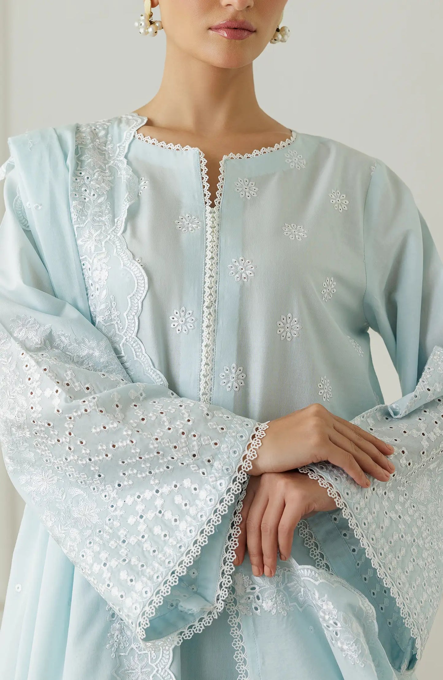 Stitched Chikankari  Shirt Dupatta & Pant - 3 Piece - WRFC25S-3006