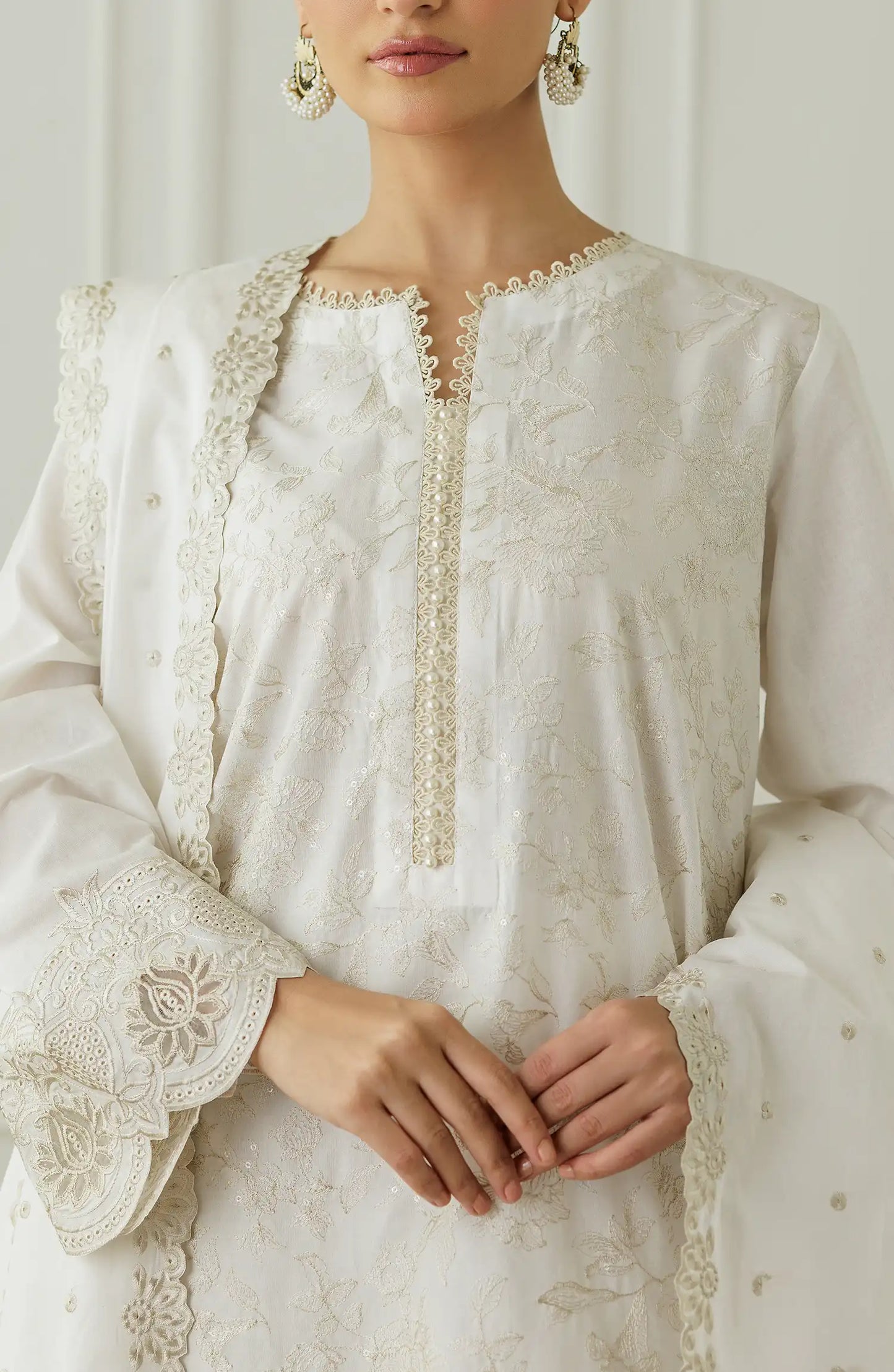 Stitched Chikankari Shirt Dupatta & Pant - 3 Piece - WRFC25S-3007
