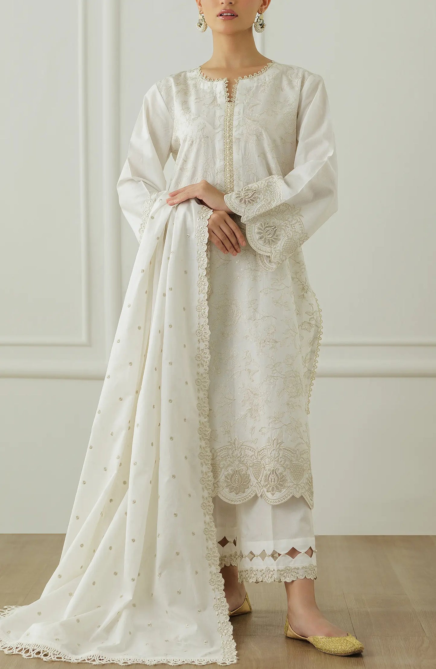 Stitched Chikankari Shirt Dupatta & Pant - 3 Piece - WRFC25S-3007