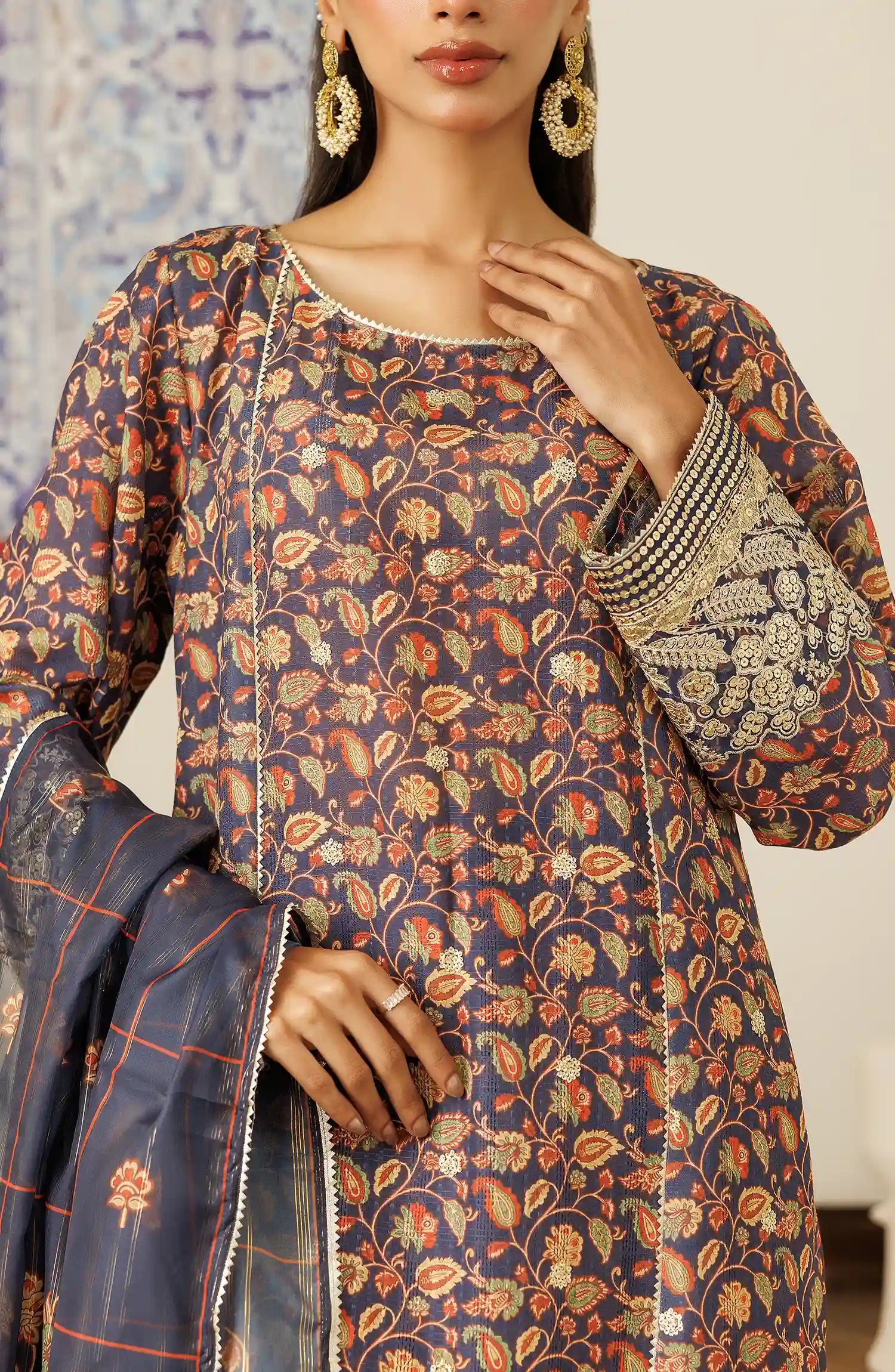 Unstitched Shirt Dupatta & Pant 3 Piece-WRFC25S-3004