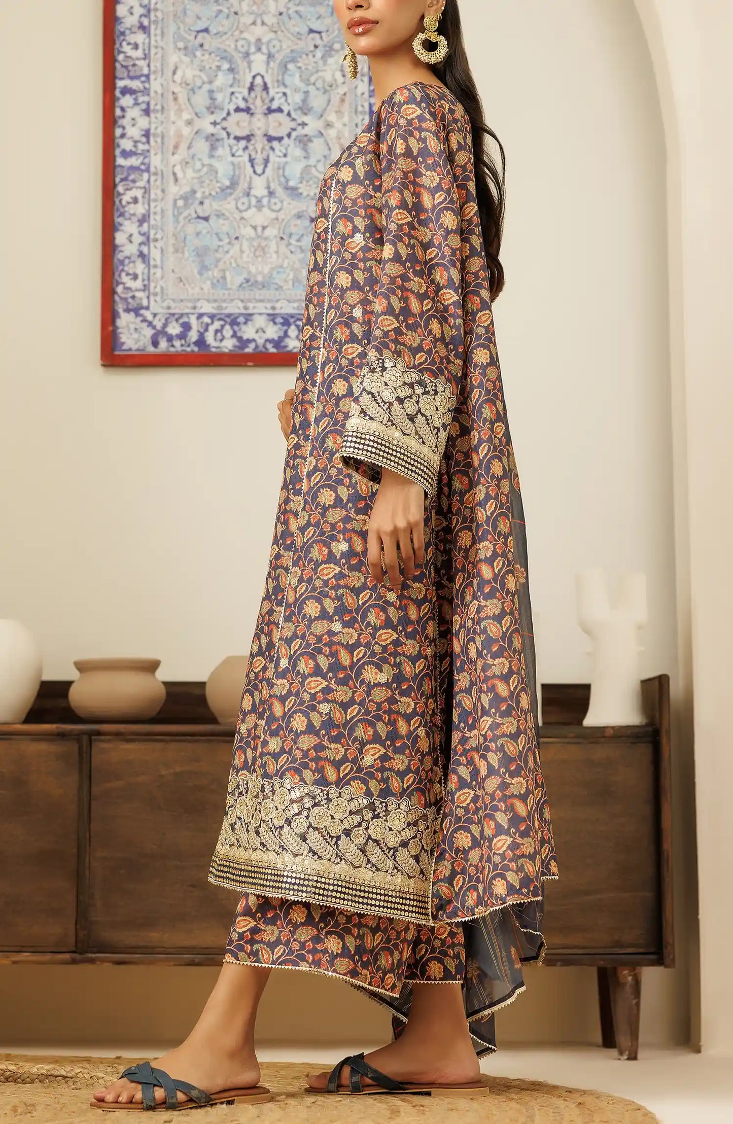 Unstitched Shirt Dupatta & Pant 3 Piece-WRFC25S-3004
